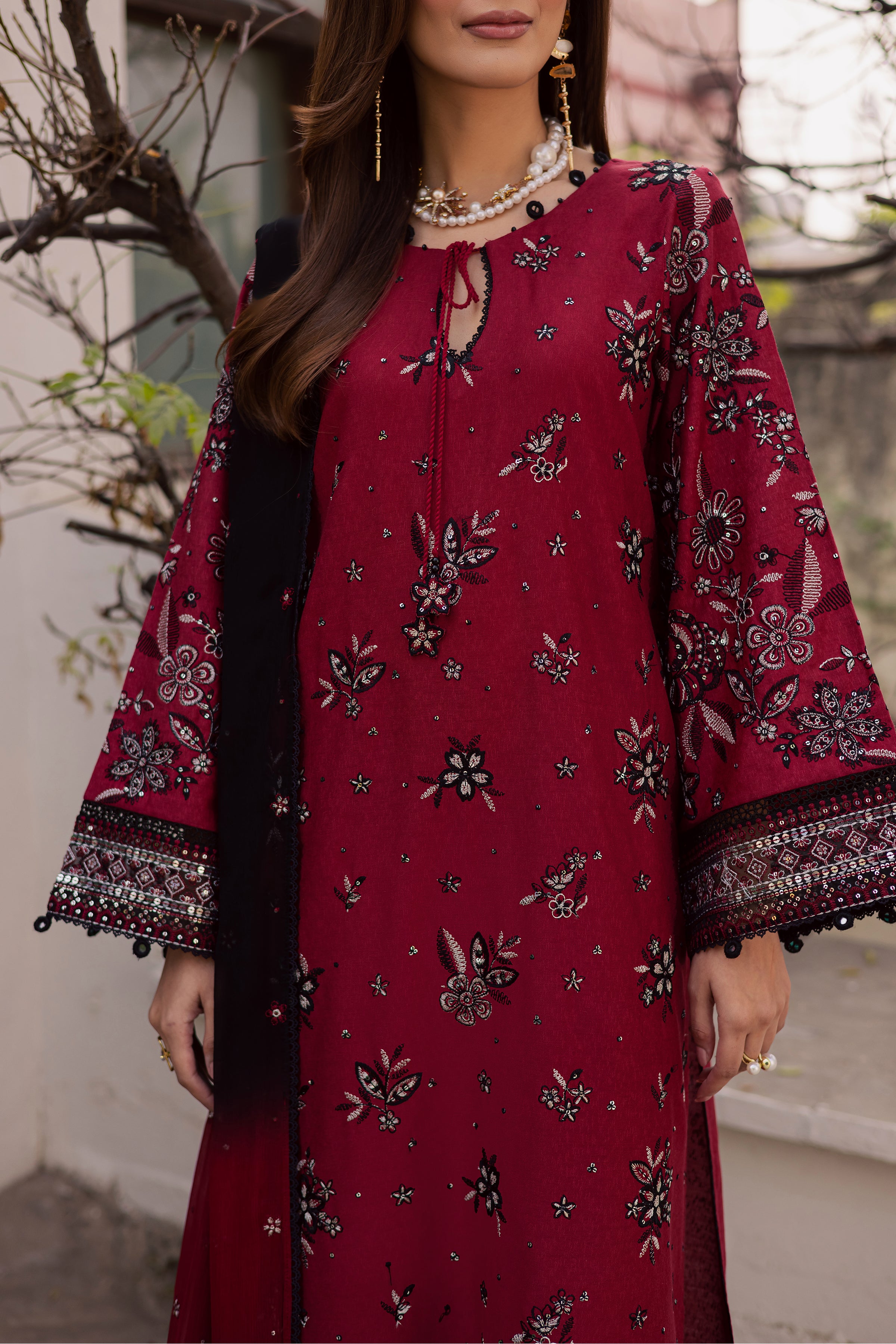 Cola 3Pc - Embroidered Festive Pret BATIK WINTER PRET 2025 BATIK XS / Red / Cotton-S / Red / Cotton-M / Red / Cotton-L / Red / Cotton-XL / Red / Cotton