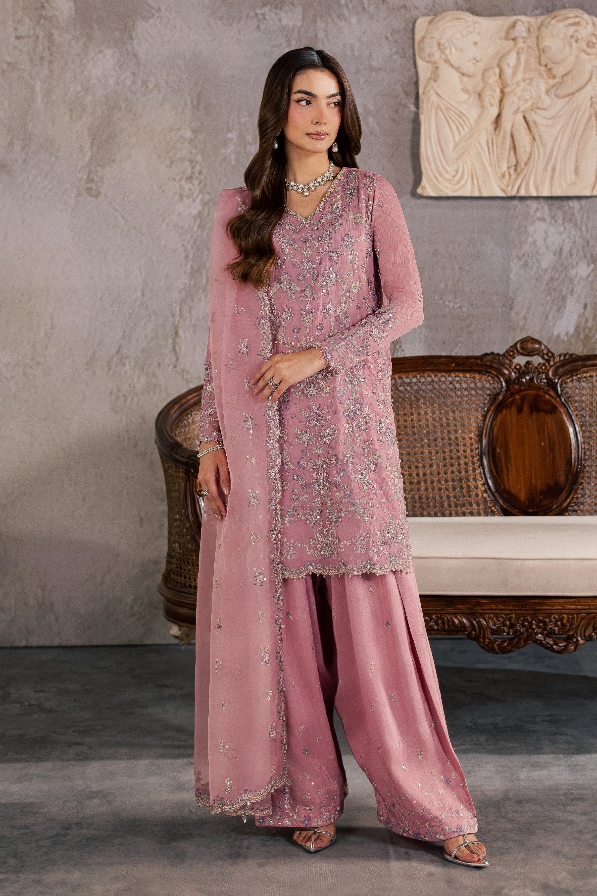Coral 3Pc - Festive Luxe Pret BATIKSTUDIO2026 BATIK S / Salmon Pink / Crinkle-M / Salmon Pink / Crinkle-L / Salmon Pink / Crinkle