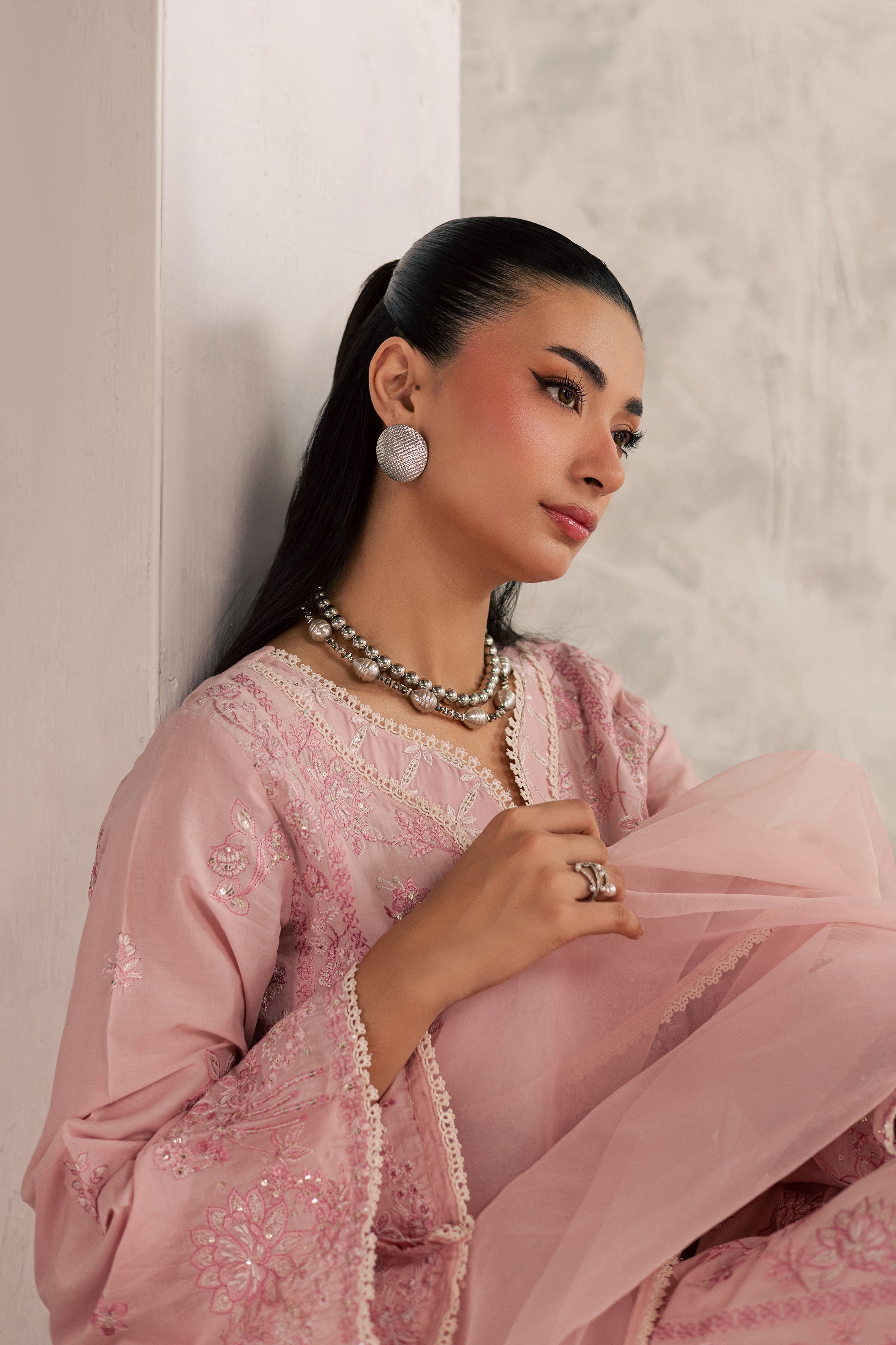 Coral Mist 3Pc - Festive Embroidered Lawn BATIKEID2026 BATIK XS / Powder Pink / Pima Lawn-S / Powder Pink / Pima Lawn-M / Powder Pink / Pima Lawn-L / Powder Pink / Pima Lawn-XL / Powder Pink / Pima Lawn