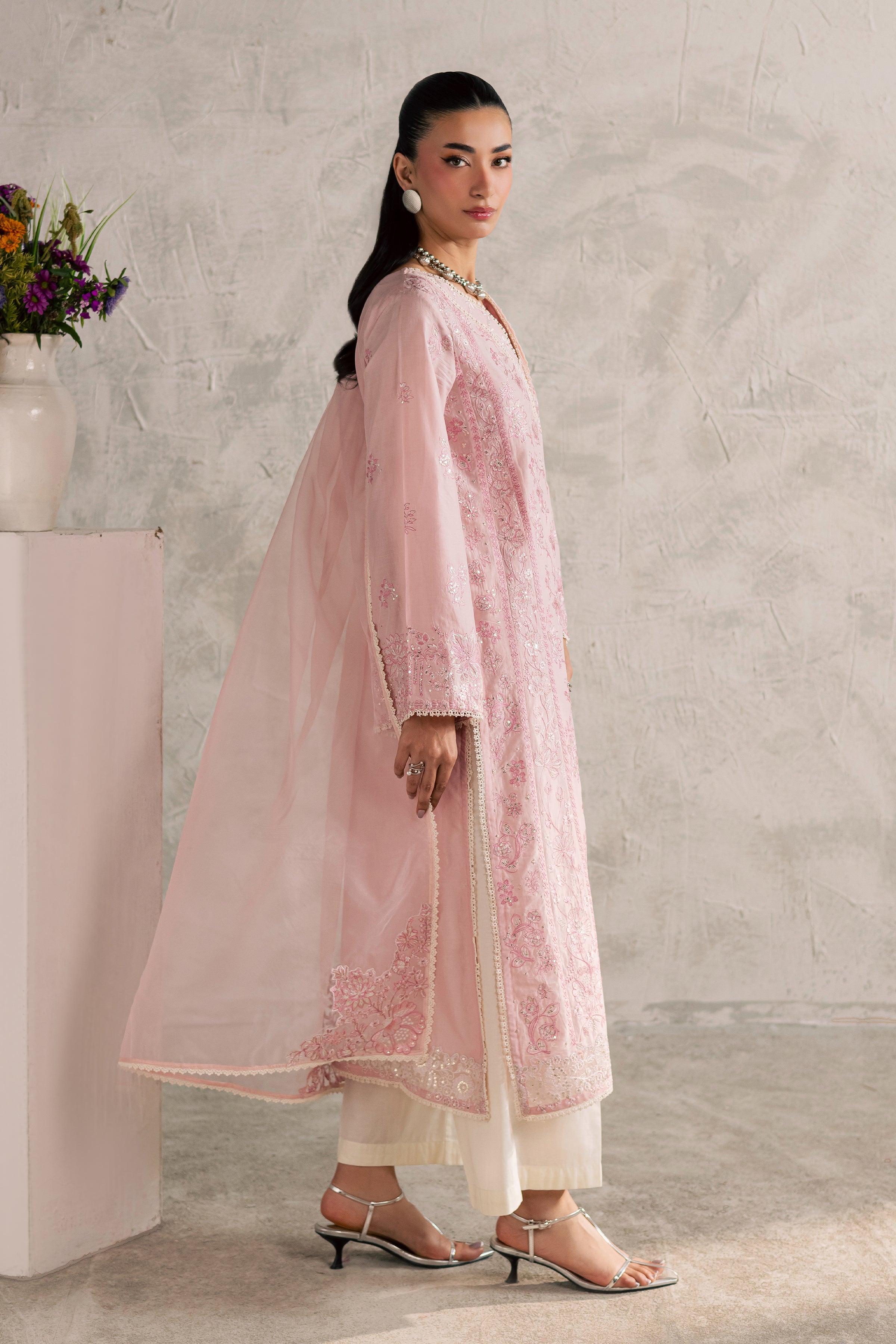 Coral Mist 3Pc - Festive Embroidered Lawn BATIKEID2026 BATIK XS / Powder Pink / Pima Lawn-S / Powder Pink / Pima Lawn-M / Powder Pink / Pima Lawn-L / Powder Pink / Pima Lawn-XL / Powder Pink / Pima Lawn