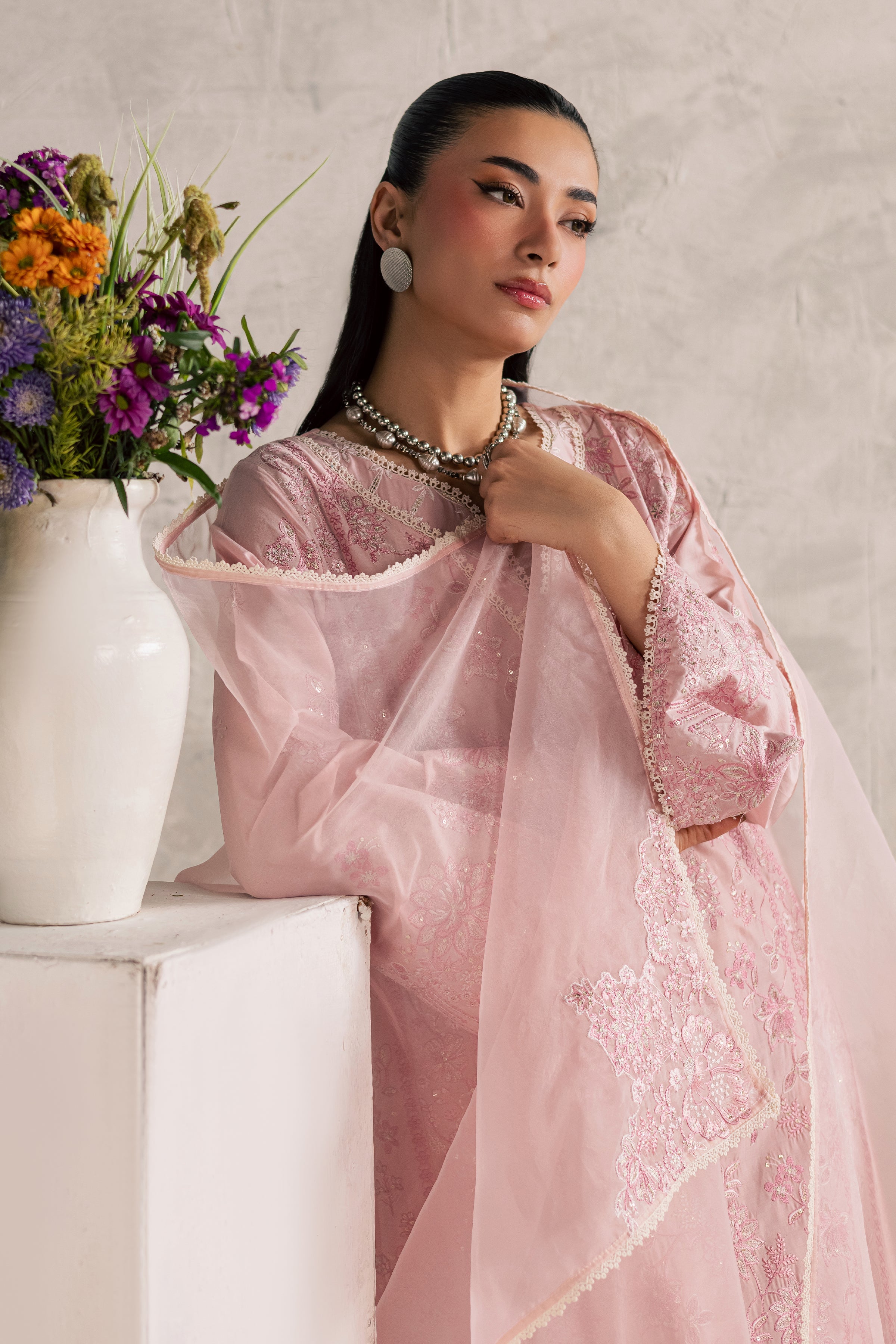 Coral Mist 3Pc - Festive Embroidered Lawn BATIKEID2026 BATIK XS / Powder Pink / Pima Lawn-S / Powder Pink / Pima Lawn-M / Powder Pink / Pima Lawn-L / Powder Pink / Pima Lawn-XL / Powder Pink / Pima Lawn
