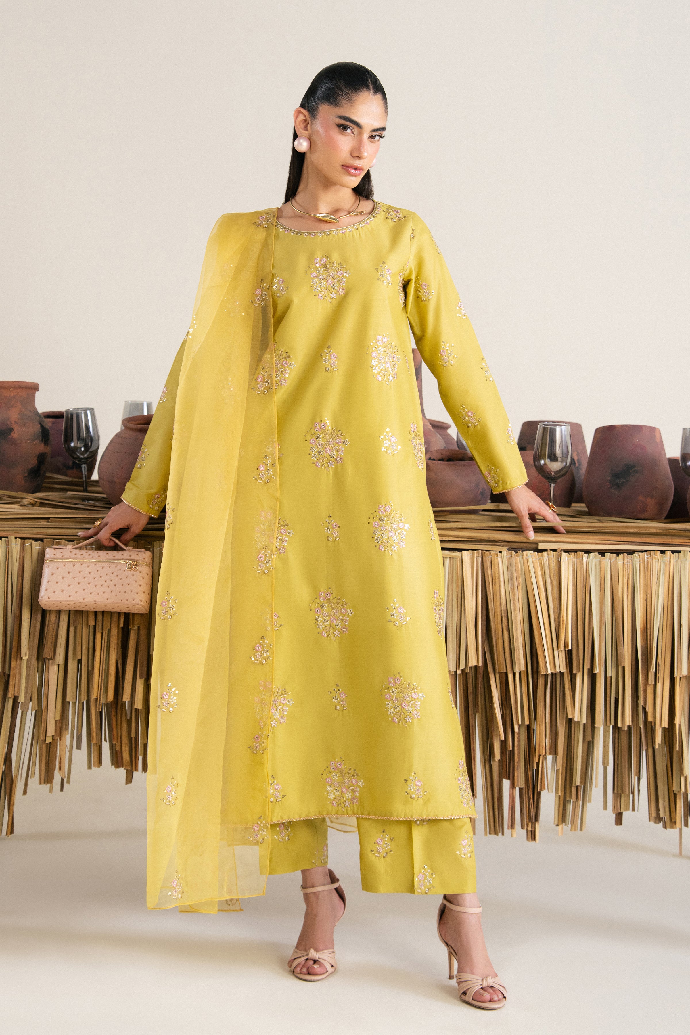 Costa Rica 3Pc - Festive Eid Pret BATIKSS26 BATIK XS / Green Yellow / Giza-S / Green Yellow / Giza-M / Green Yellow / Giza-L / Green Yellow / Giza-XL / Green Yellow / Giza