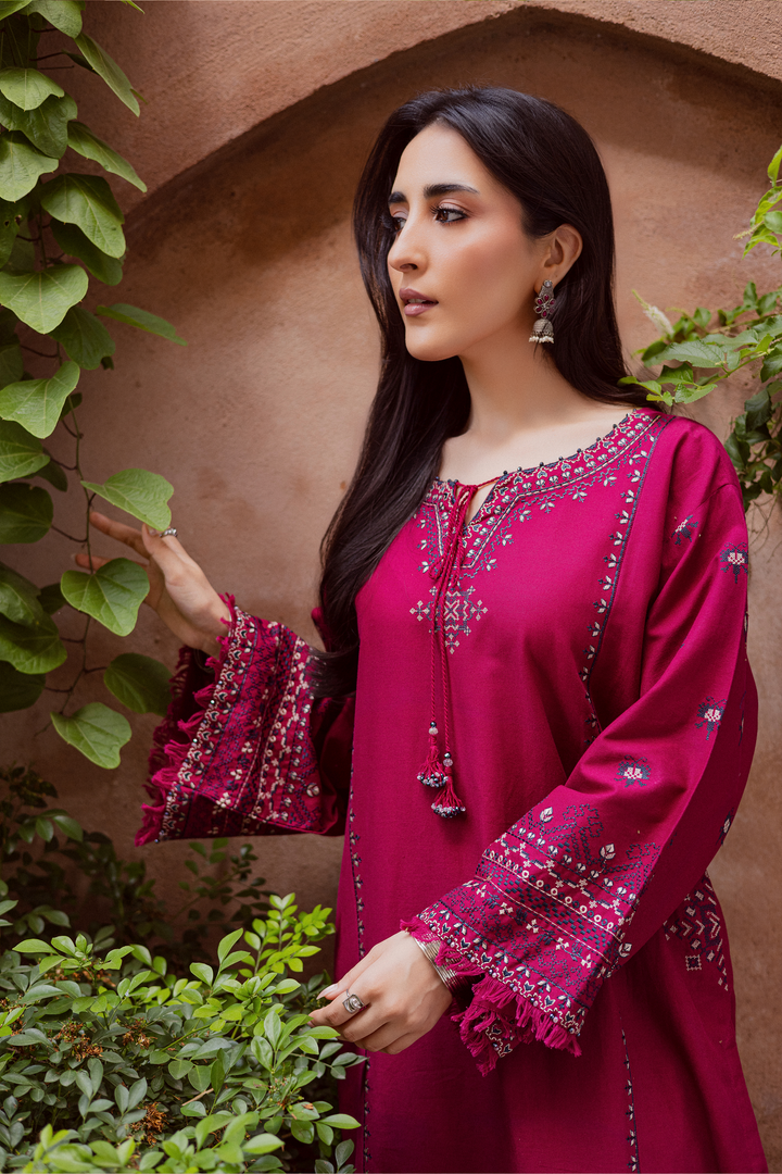 CrossWord Pink 2Pc - Embroidered Khaddar Dress BATIK WINTER PRET 2025  BATIK   XS / Pink / Khaddar-S / Pink / Khaddar-M / Pink / Khaddar-L / Pink / Khaddar-XL / Pink / Khaddar