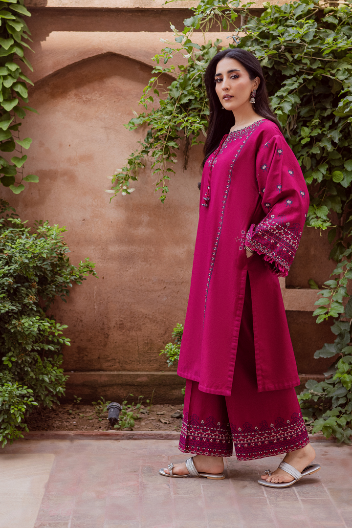CrossWord Pink 2Pc - Embroidered Khaddar Dress BATIK WINTER PRET 2025  BATIK   XS / Pink / Khaddar-S / Pink / Khaddar-M / Pink / Khaddar-L / Pink / Khaddar-XL / Pink / Khaddar