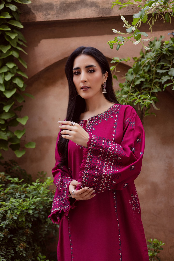 CrossWord Pink 2Pc - Embroidered Khaddar Dress BATIK WINTER PRET 2025  BATIK   XS / Pink / Khaddar-S / Pink / Khaddar-M / Pink / Khaddar-L / Pink / Khaddar-XL / Pink / Khaddar