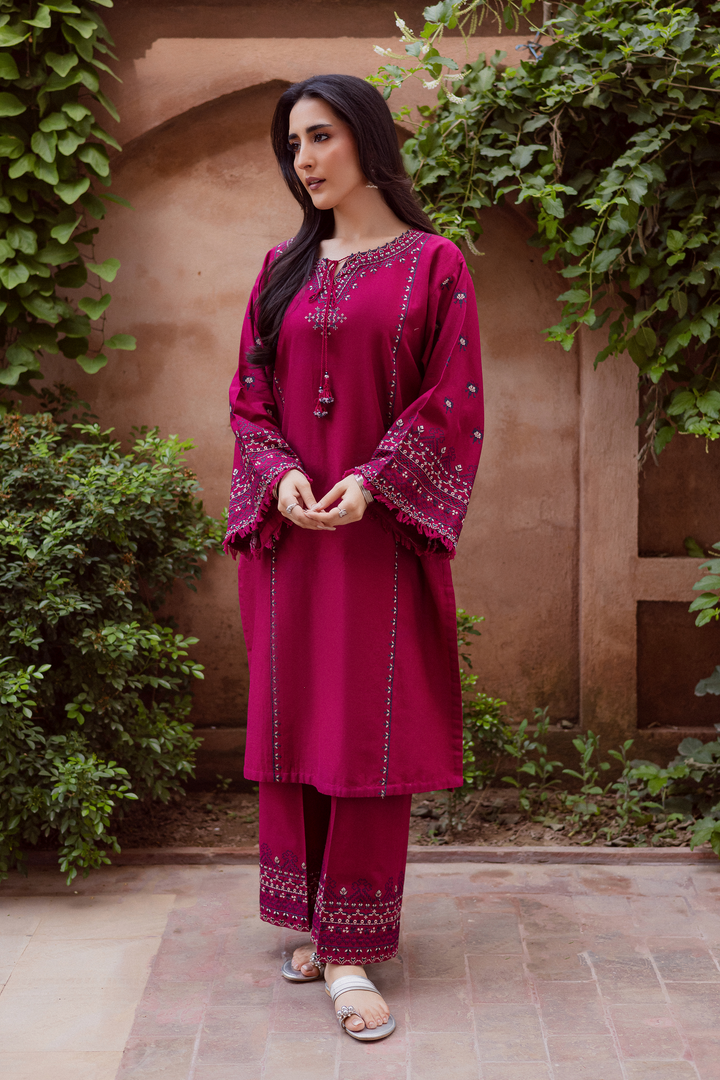 CrossWord Pink 2Pc - Embroidered Khaddar Dress BATIK WINTER PRET 2025  BATIK   XS / Pink / Khaddar-S / Pink / Khaddar-M / Pink / Khaddar-L / Pink / Khaddar-XL / Pink / Khaddar