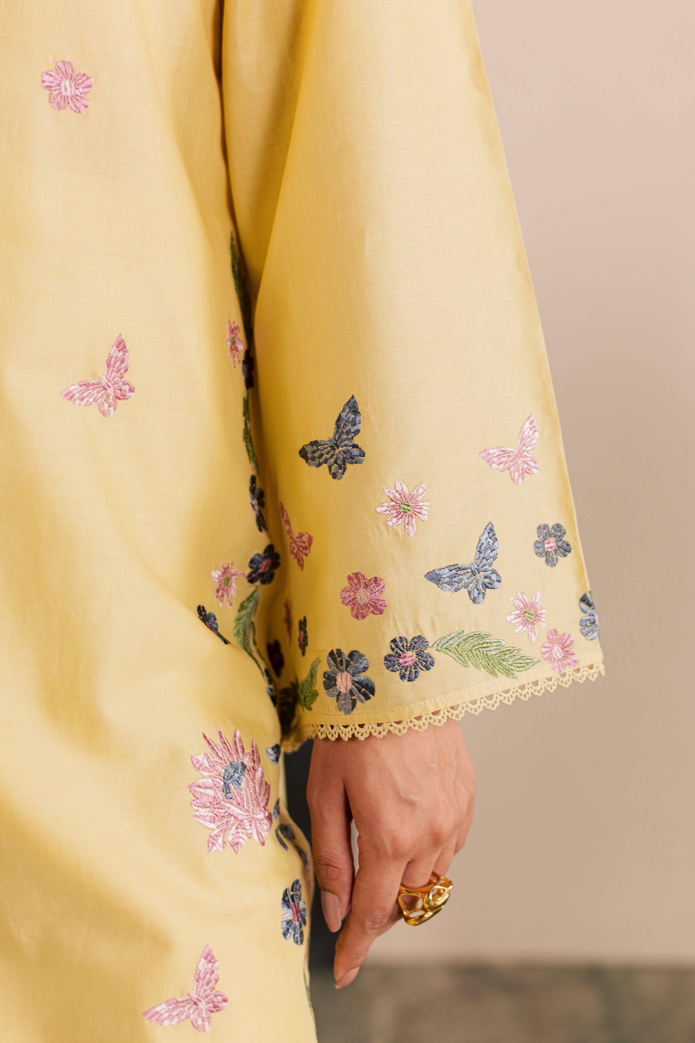 Custard 3Pc - Embroidered Lawn Dress EverydayEdit26 BATIK XS / Butter / Pima Lawn-S / Butter / Pima Lawn-M / Butter / Pima Lawn-L / Butter / Pima Lawn-XL / Butter / Pima Lawn