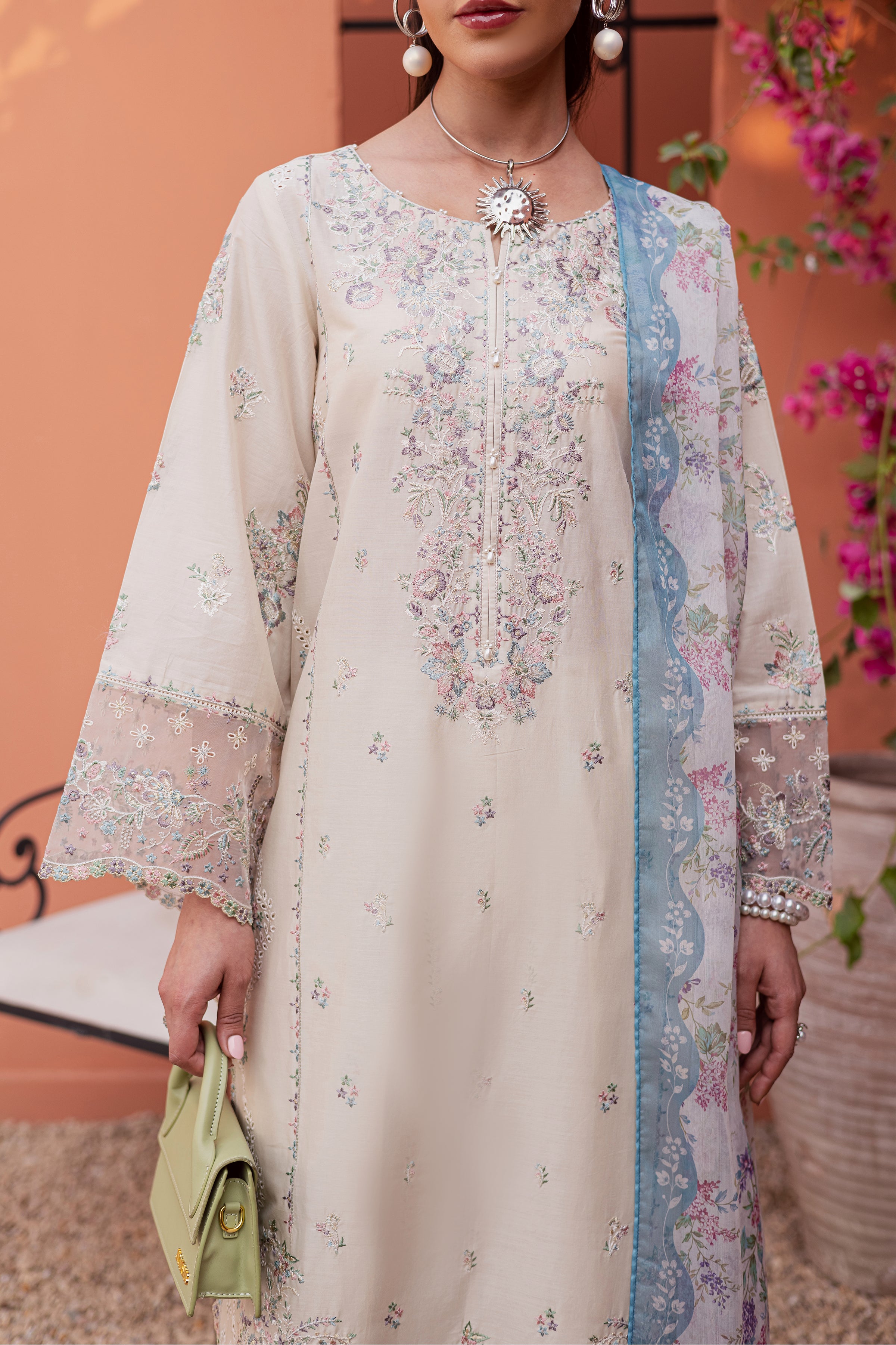 Cyntia 3Pc - Festive Embroidered Lawn BATIKEID2026 BATIK XS / Beige / Pima Lawn-S / Beige / Pima Lawn-M / Beige / Pima Lawn-L / Beige / Pima Lawn-XL / Beige / Pima Lawn