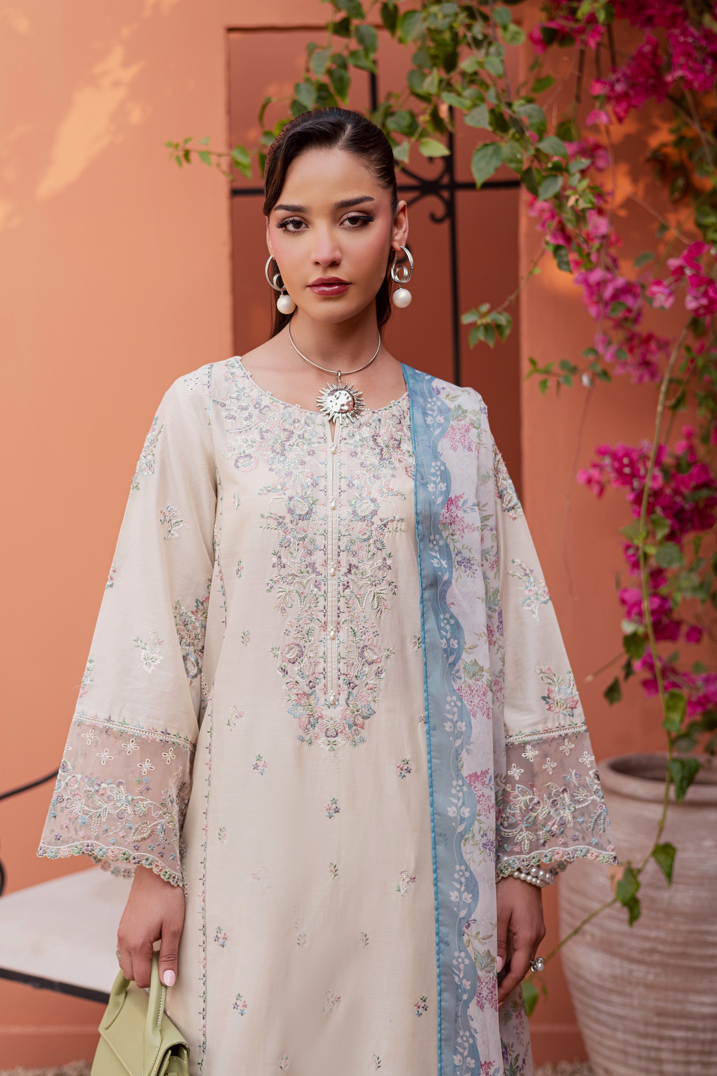Cyntia 3Pc - Festive Embroidered Lawn BATIKEID2026 BATIK XS / Beige / Pima Lawn-S / Beige / Pima Lawn-M / Beige / Pima Lawn-L / Beige / Pima Lawn-XL / Beige / Pima Lawn
