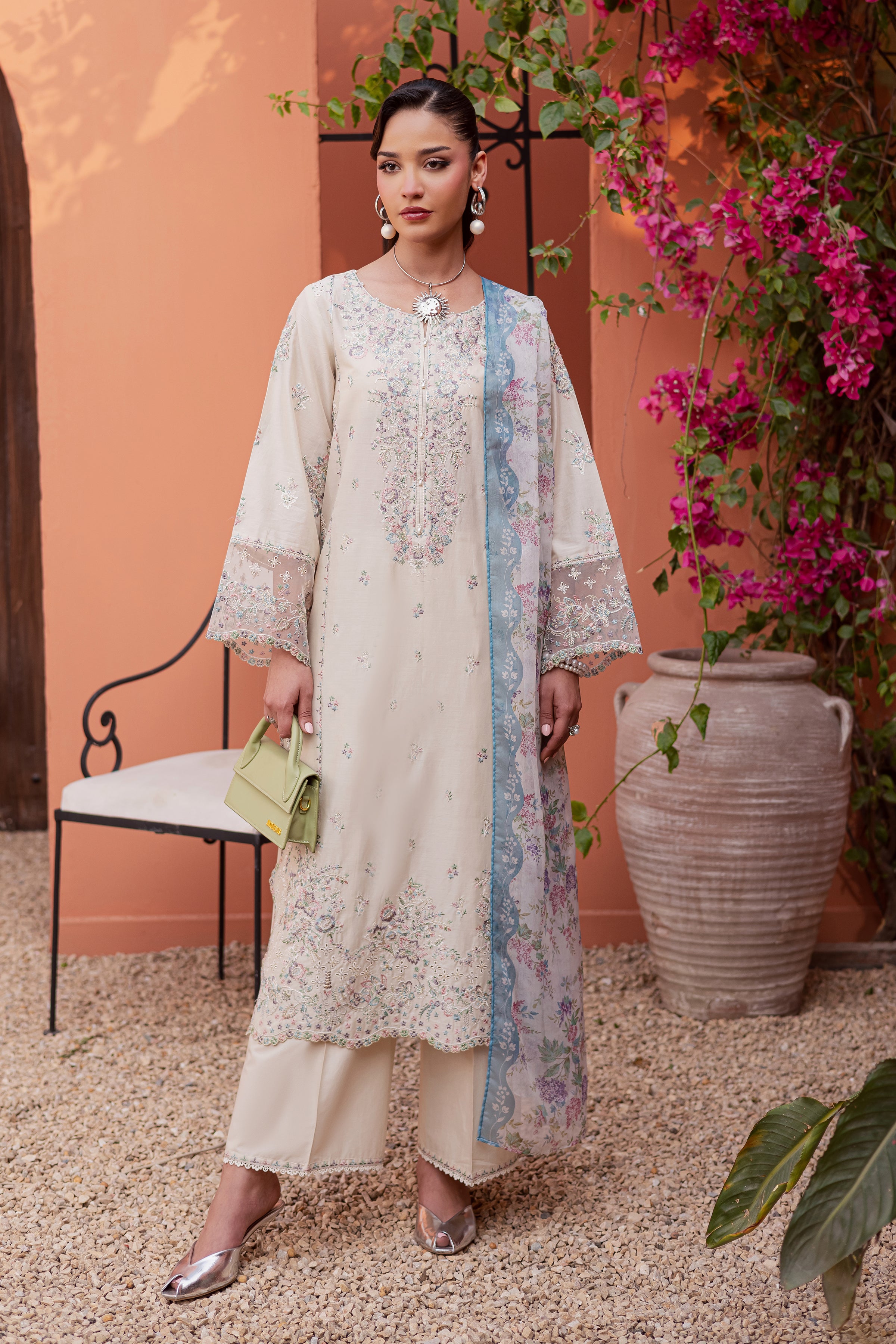 Cyntia 3Pc - Festive Embroidered Lawn BATIKEID2026 BATIK XS / Beige / Pima Lawn-S / Beige / Pima Lawn-M / Beige / Pima Lawn-L / Beige / Pima Lawn-XL / Beige / Pima Lawn