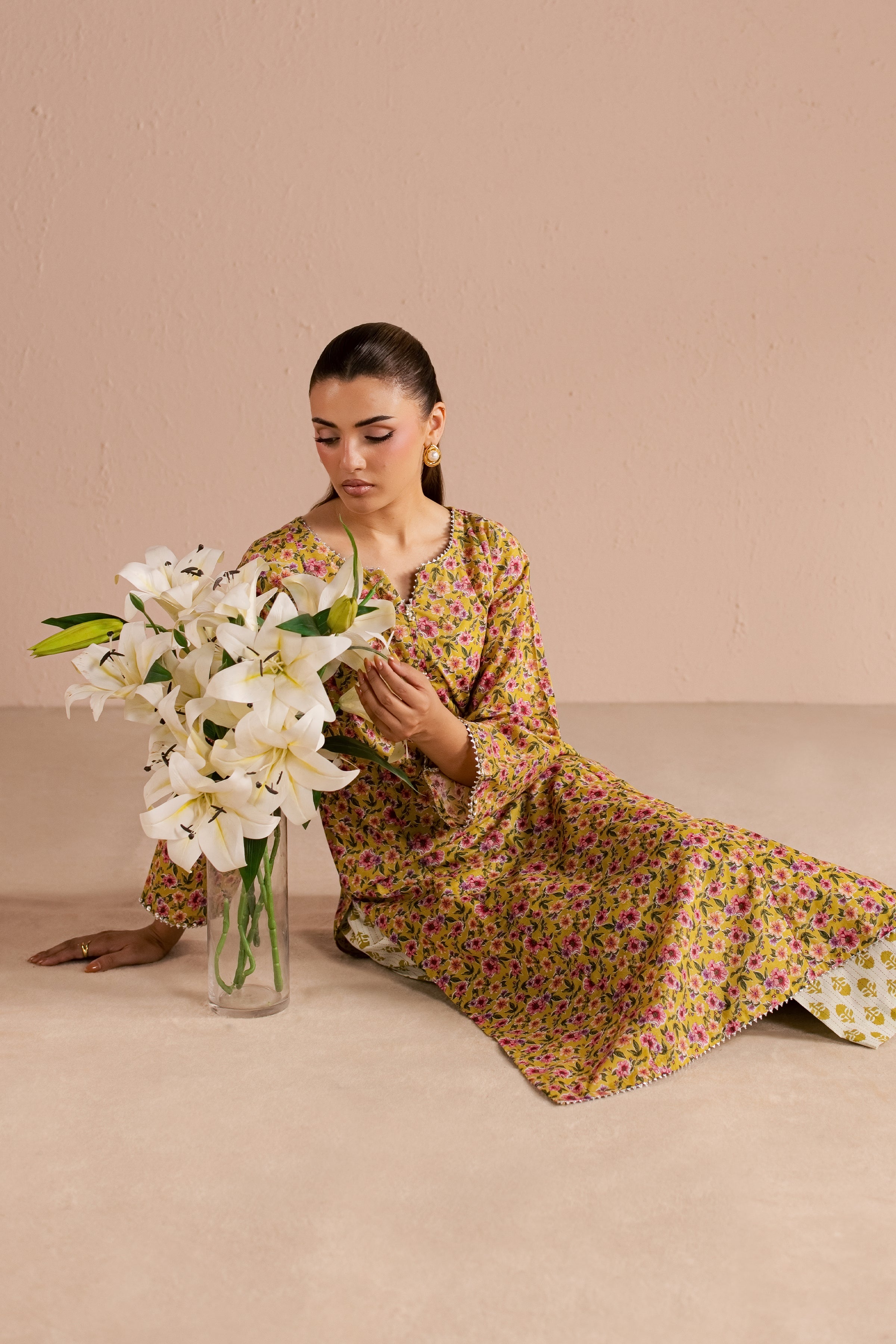 Dan 2Pc - Printed Lawn Dress BATIKSS26 BATIK XS / Mustard / Lawn-S / Mustard / Lawn-M / Mustard / Lawn-L / Mustard / Lawn-XL / Mustard / Lawn