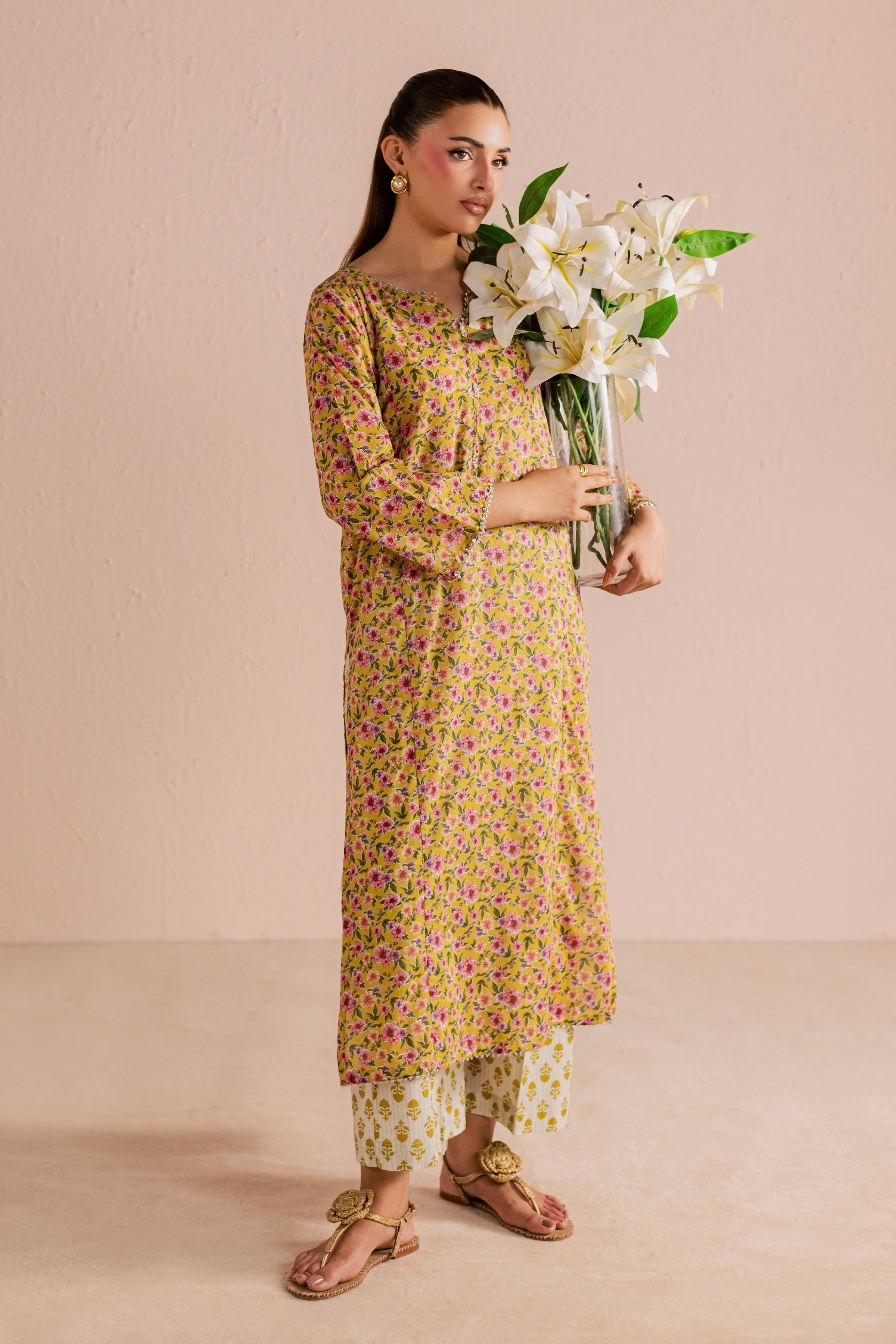 Dan 2Pc - Printed Lawn Dress BATIKSS26 BATIK XS / Mustard / Lawn-S / Mustard / Lawn-M / Mustard / Lawn-L / Mustard / Lawn-XL / Mustard / Lawn