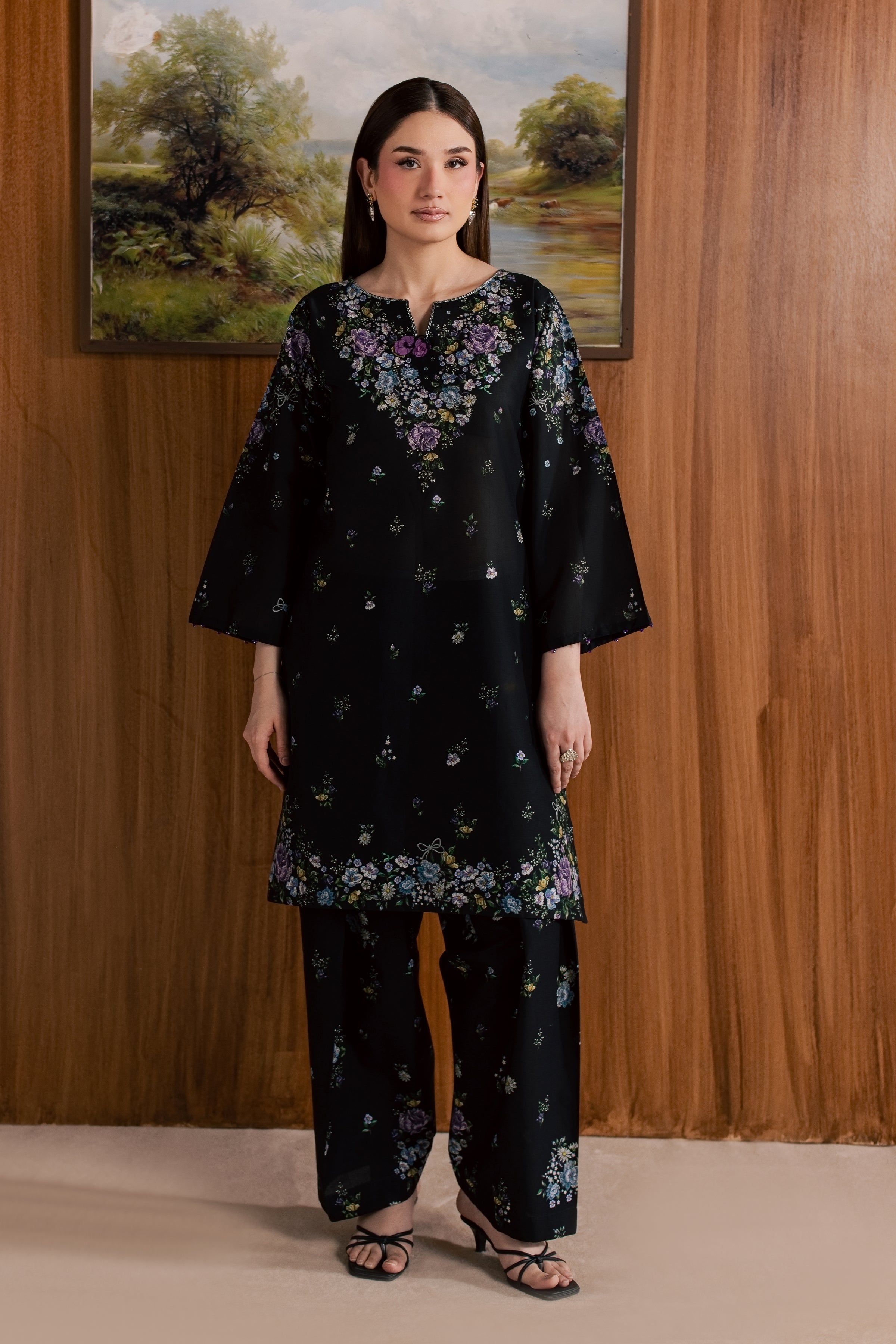 Darcy 2Pc - Printed Lawn Dress BATIKSS26 BATIK XS / Black / Lawn-S / Black / Lawn-M / Black / Lawn-L / Black / Lawn-XL / Black / Lawn