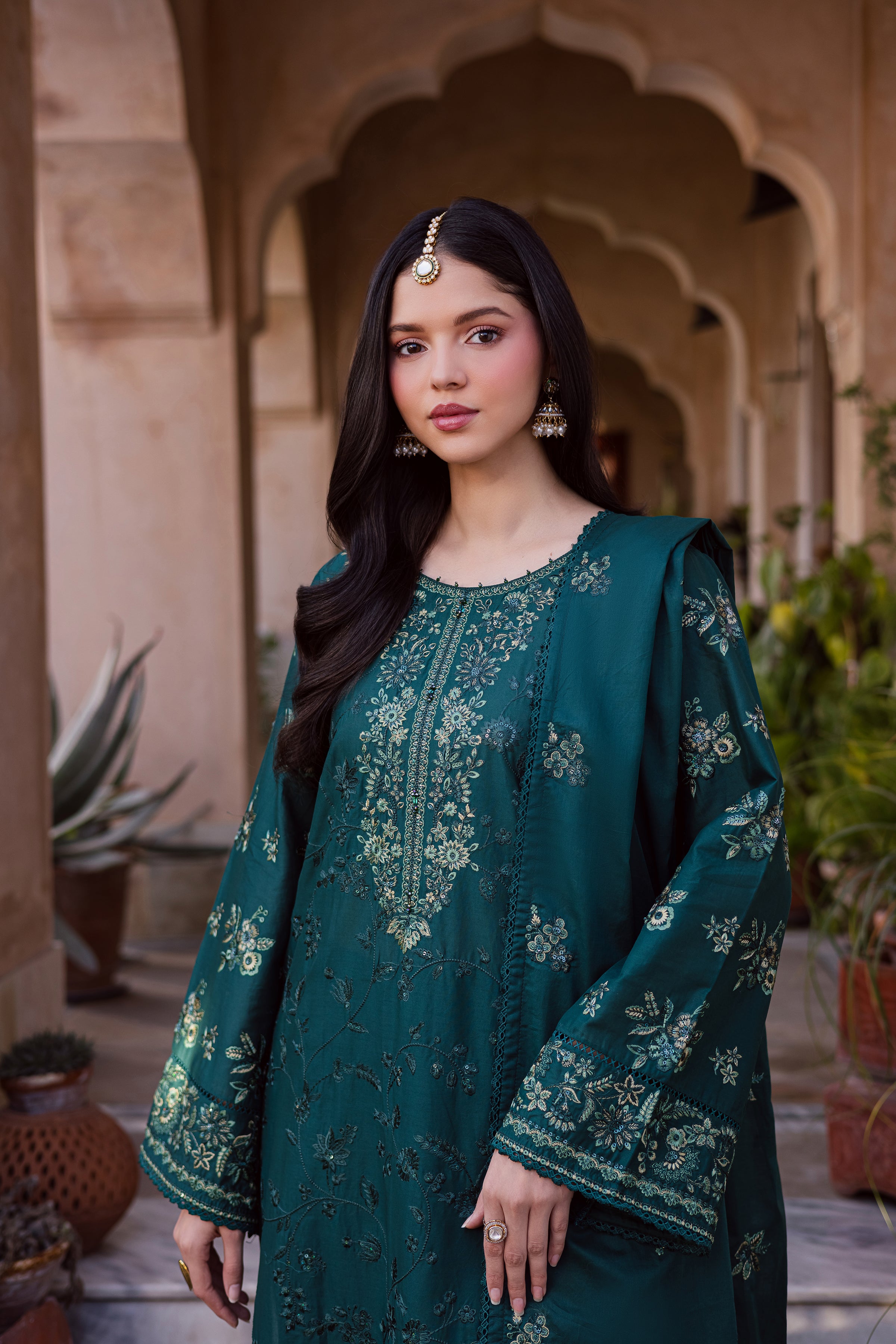 Darosham 3Pc - Festive Embroidered Lawn BATIKEID2026 BATIK XS / Bottle Green / Pima Lawn-S / Bottle Green / Pima Lawn-M / Bottle Green / Pima Lawn-L / Bottle Green / Pima Lawn-XL / Bottle Green / Pima Lawn
