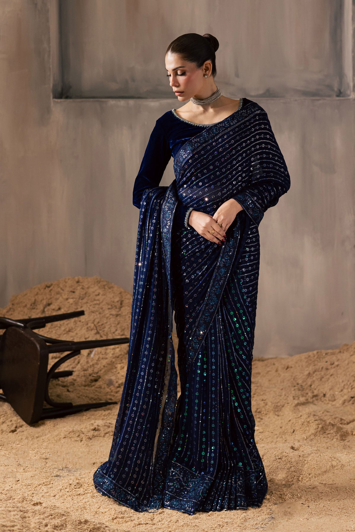 Dew Drop 3Pc - Velvet Luxe Pret BATIKLuxePRET2025 BATIK XS / Electric Blue / Velvet-S / Electric Blue / Velvet-M / Electric Blue / Velvet-L / Electric Blue / Velvet-XL / Electric Blue / Velvet