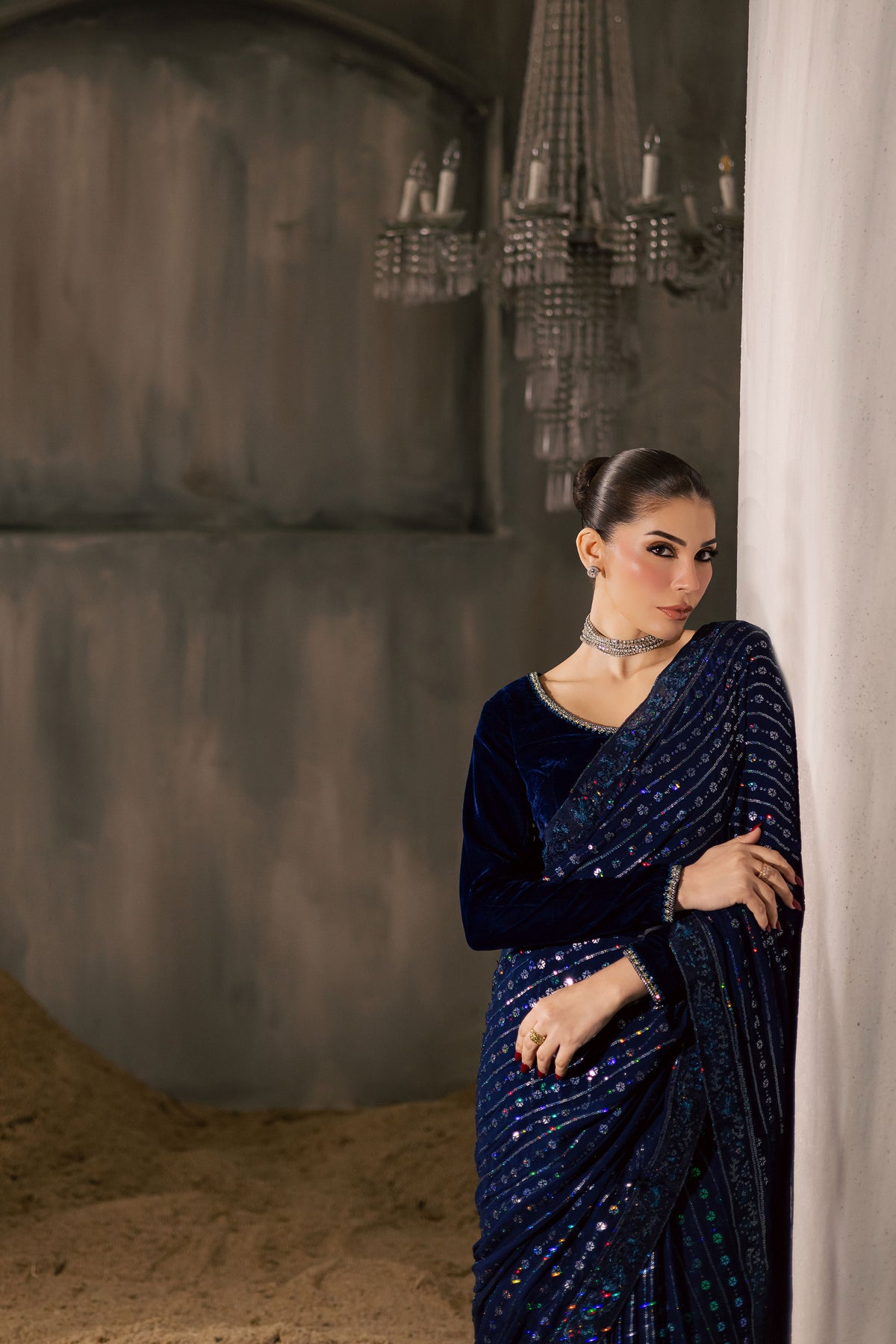 Dew Drop 3Pc - Velvet Luxe Pret BATIKLuxePRET2025 BATIK XS / Electric Blue / Velvet-S / Electric Blue / Velvet-M / Electric Blue / Velvet-L / Electric Blue / Velvet-XL / Electric Blue / Velvet