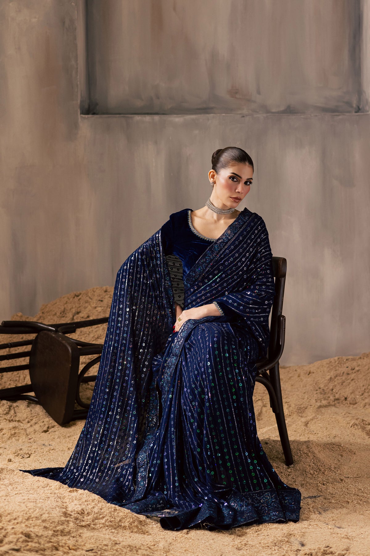 Dew Drop 3Pc - Velvet Luxe Pret BATIKLuxePRET2025 BATIK XS / Electric Blue / Velvet-S / Electric Blue / Velvet-M / Electric Blue / Velvet-L / Electric Blue / Velvet-XL / Electric Blue / Velvet