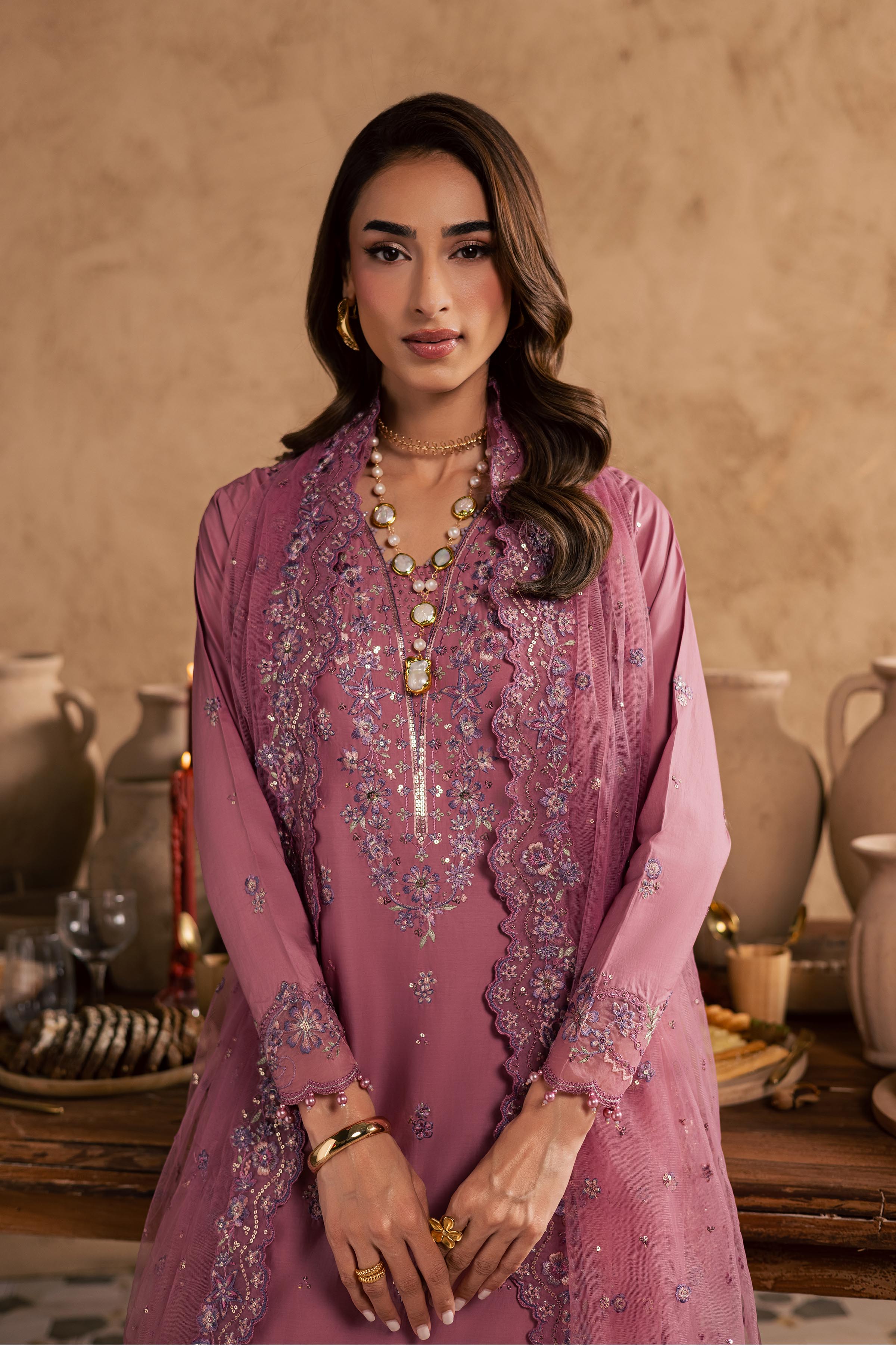 Dhinara 3Pc - Embroidered Festive Pret BATIKSS26 BATIK XS / Kashmiri Pink / Giza-S / Kashmiri Pink / Giza-M / Kashmiri Pink / Giza-L / Kashmiri Pink / Giza-XL / Kashmiri Pink / Giza