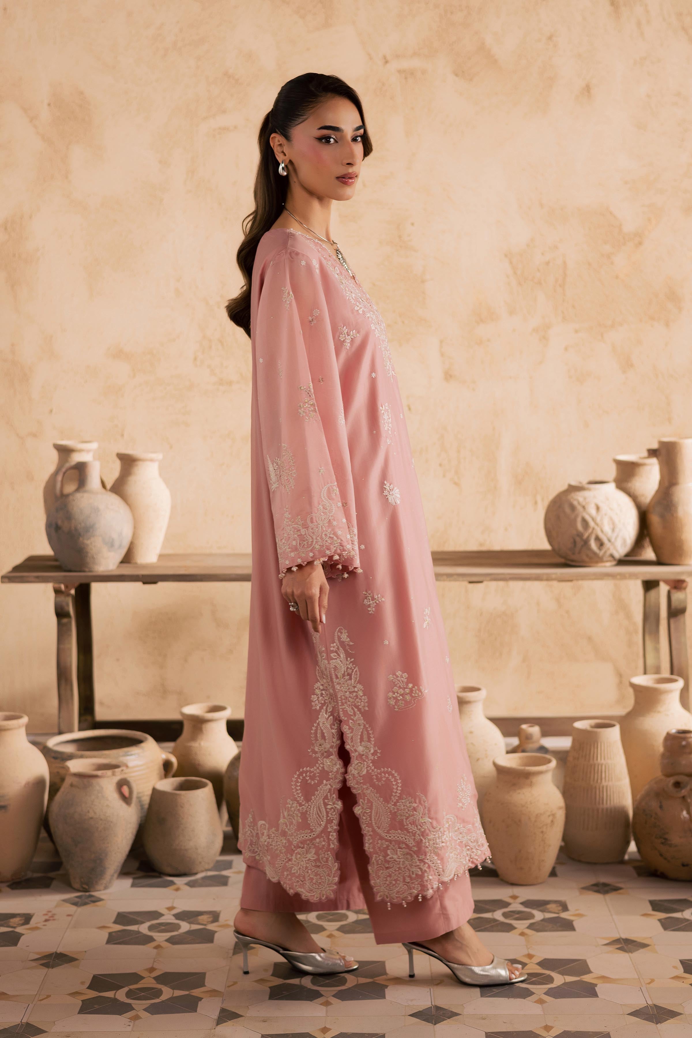 Dublin 2Pc - Embroidered Festive Pret BATIKSS26 BATIK XS / Peach / Paper Silk-S / Peach / Paper Silk-M / Peach / Paper Silk-L / Peach / Paper Silk-XL / Peach / Paper Silk