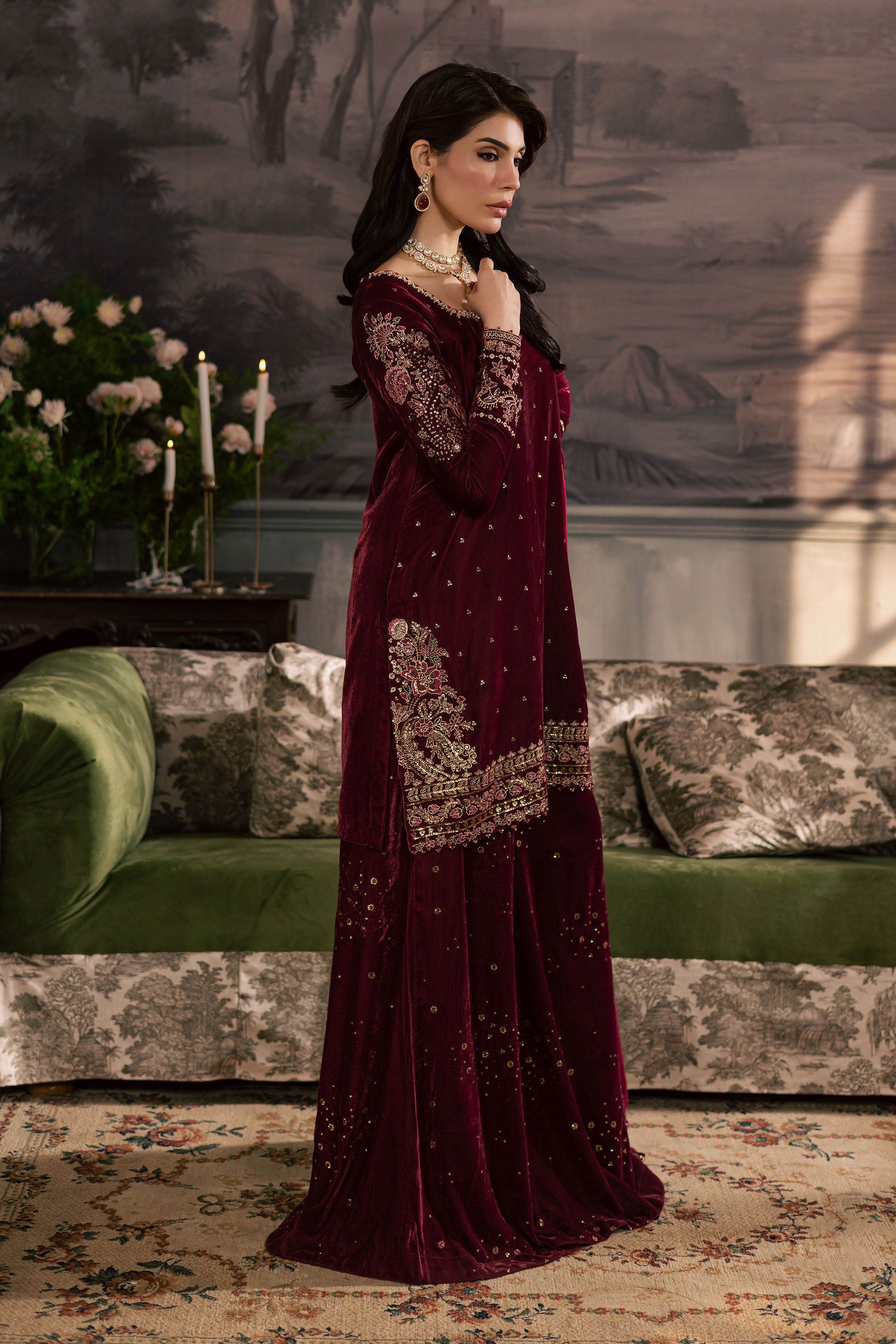 Dust Rose 3Pc - Velvet Luxe Pret BATIKLuxePRET2025 BATIK XS / Old Mauve / Velvet-S / Old Mauve / Velvet-M / Old Mauve / Velvet-L / Old Mauve / Velvet-XL / Old Mauve / Velvet