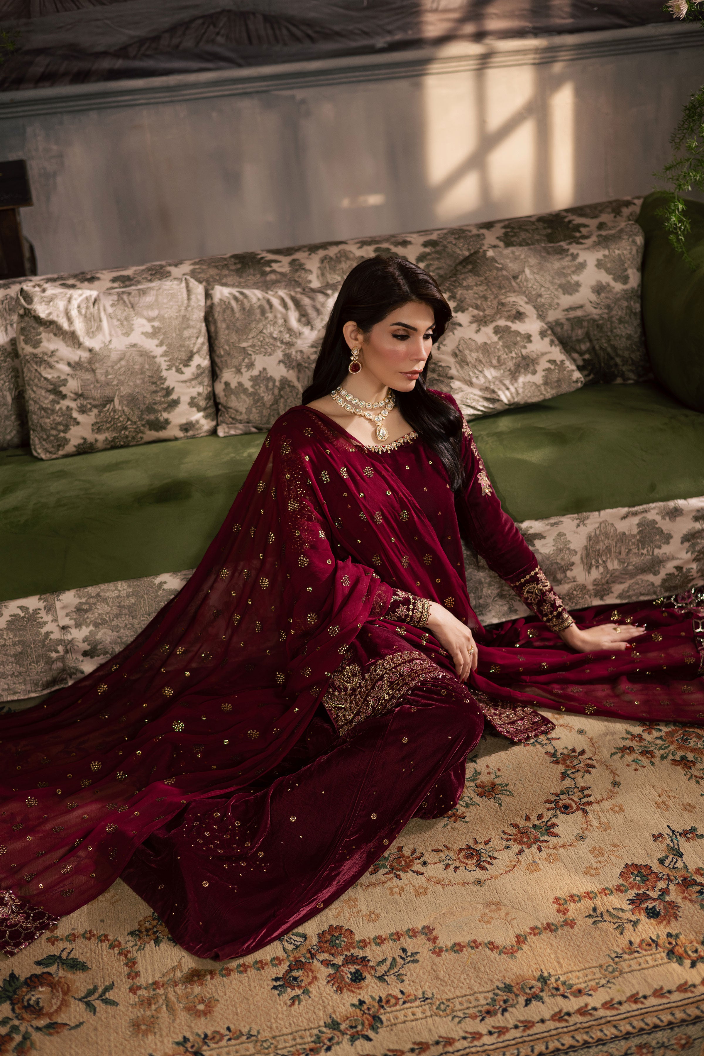 Dust Rose 3Pc - Velvet Luxe Pret BATIKLuxePRET2025 BATIK XS / Old Mauve / Velvet-S / Old Mauve / Velvet-M / Old Mauve / Velvet-L / Old Mauve / Velvet-XL / Old Mauve / Velvet