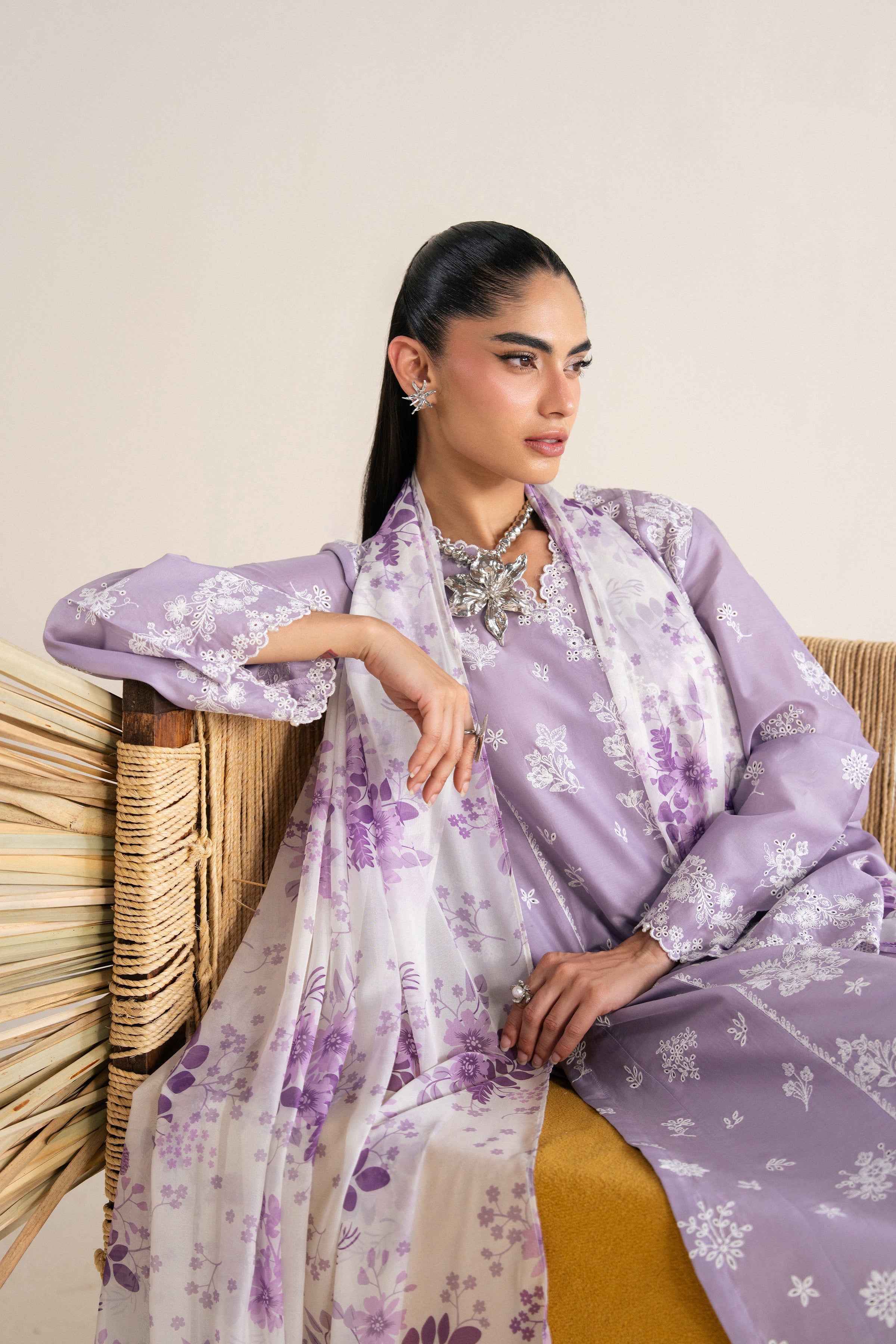 Dusty Lilac 3Pc - Festive Eid Pret BATIKSS26 BATIK XS / Lilac / Pima Lawn-S / Lilac / Pima Lawn-M / Lilac / Pima Lawn-L / Lilac / Pima Lawn-XL / Lilac / Pima Lawn