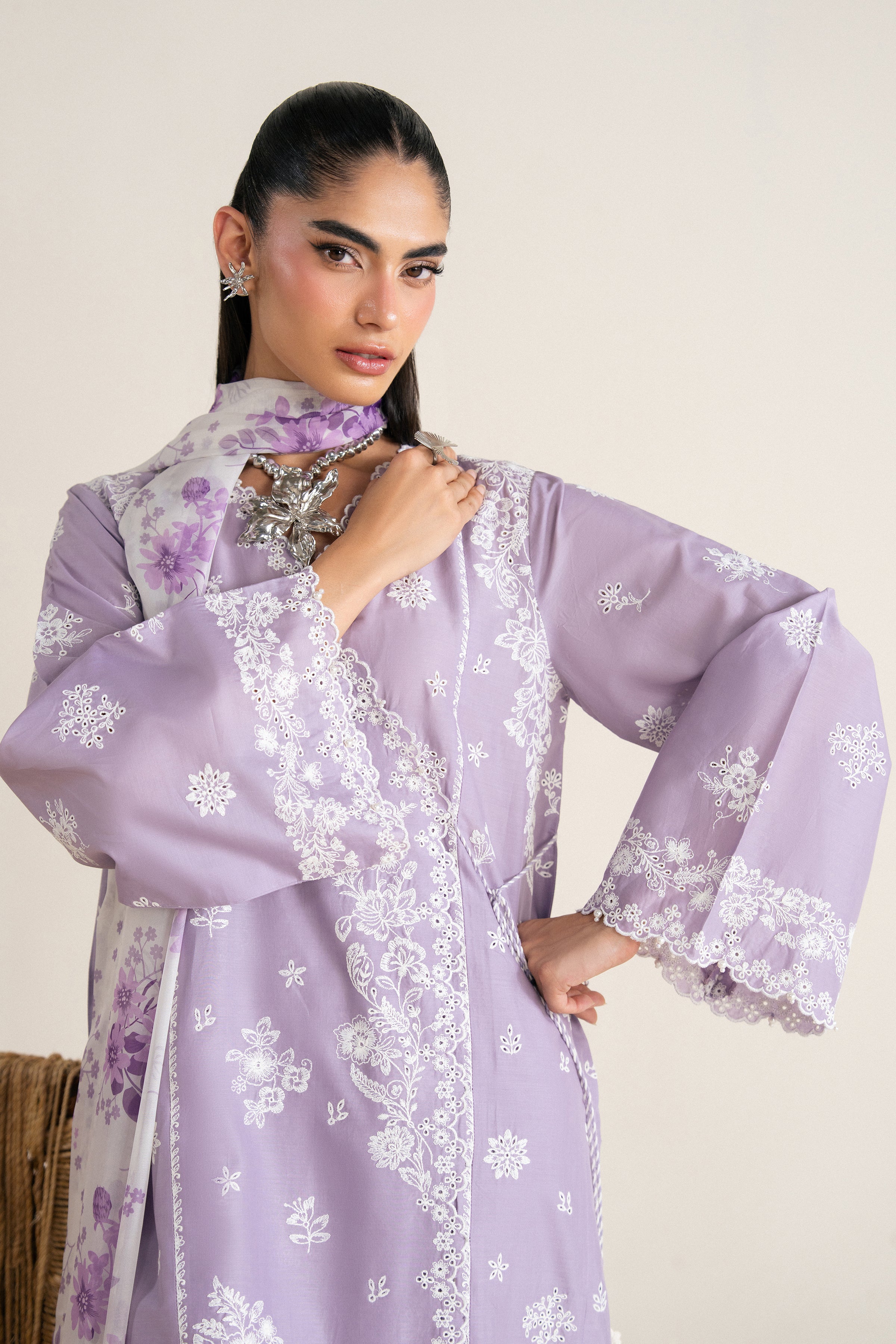 Dusty Lilac 3Pc - Festive Eid Pret BATIKSS26 BATIK XS / Lilac / Pima Lawn-S / Lilac / Pima Lawn-M / Lilac / Pima Lawn-L / Lilac / Pima Lawn-XL / Lilac / Pima Lawn