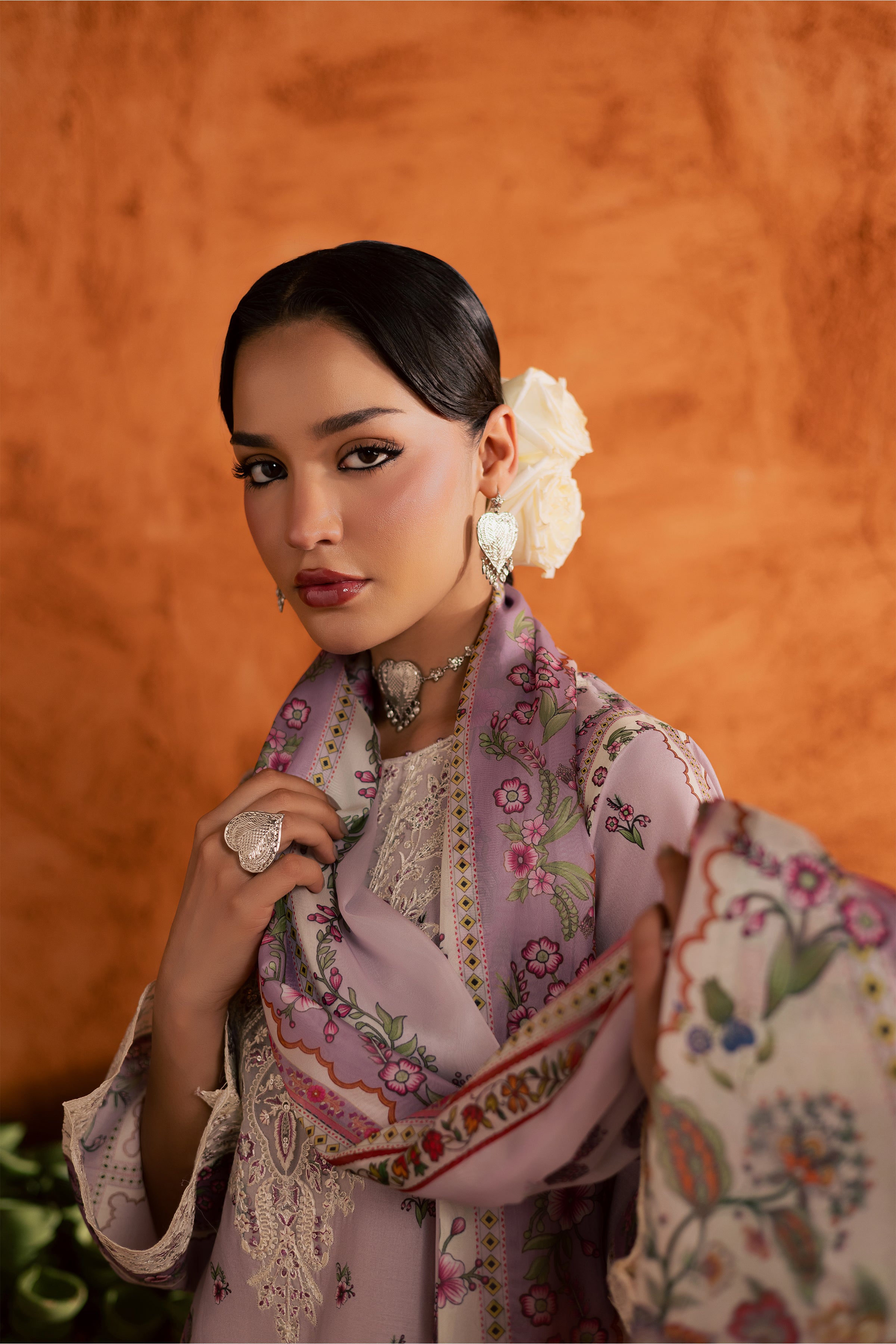 Dusty Plum 3Pc - Printed Lawn Dress BATIKEID2026 BATIK XS / Lilac / Lawn-S / Lilac / Lawn-M / Lilac / Lawn-L / Lilac / Lawn-XL / Lilac / Lawn