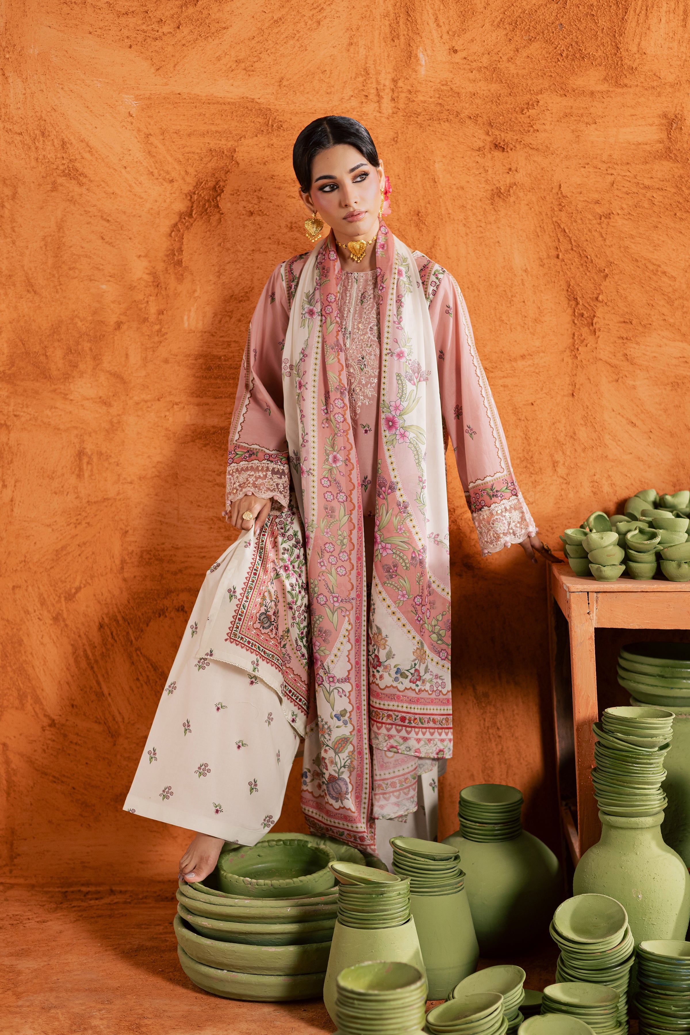 Dusty Plum 3Pc - Printed Lawn Dress BATIKEID2026 BATIK XS / Lilac / Lawn-S / Lilac / Lawn-M / Lilac / Lawn-L / Lilac / Lawn-XL / Lilac / Lawn