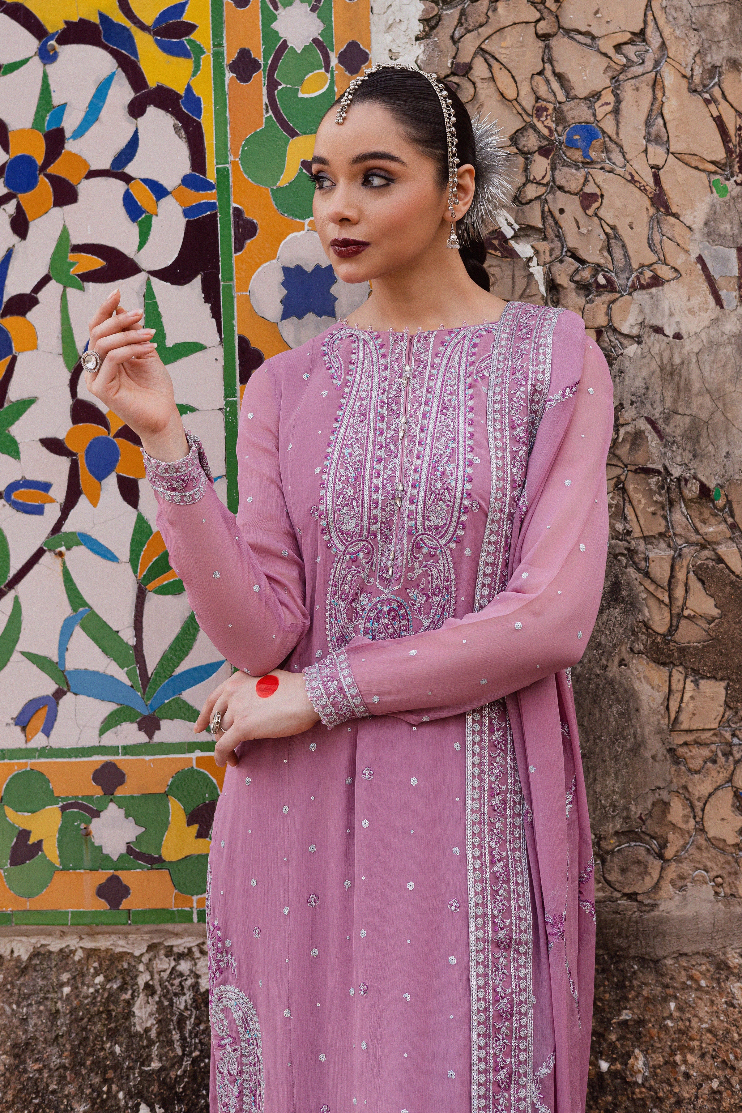 Dusty Salina 3Pc - Festive Luxe Pret BATIKLuxePRET BATIK XS / Mauve / Chiffon & Raw Silk-S / Mauve / Chiffon & Raw Silk-M / Mauve / Chiffon & Raw Silk-L / Mauve / Chiffon & Raw Silk-XL / Mauve / Chiffon & Raw Silk