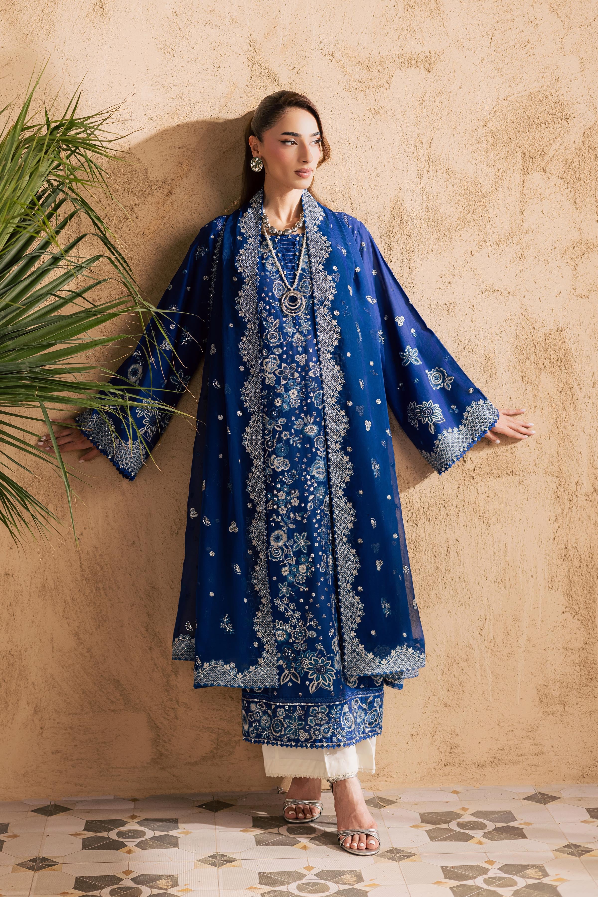 Eirlys 3Pc - Embroidered Festive Pret BATIKSS26 BATIK XS / Electric Blue / Pima Lawn-S / Electric Blue / Pima Lawn-M / Electric Blue / Pima Lawn-L / Electric Blue / Pima Lawn-XL / Electric Blue / Pima Lawn
