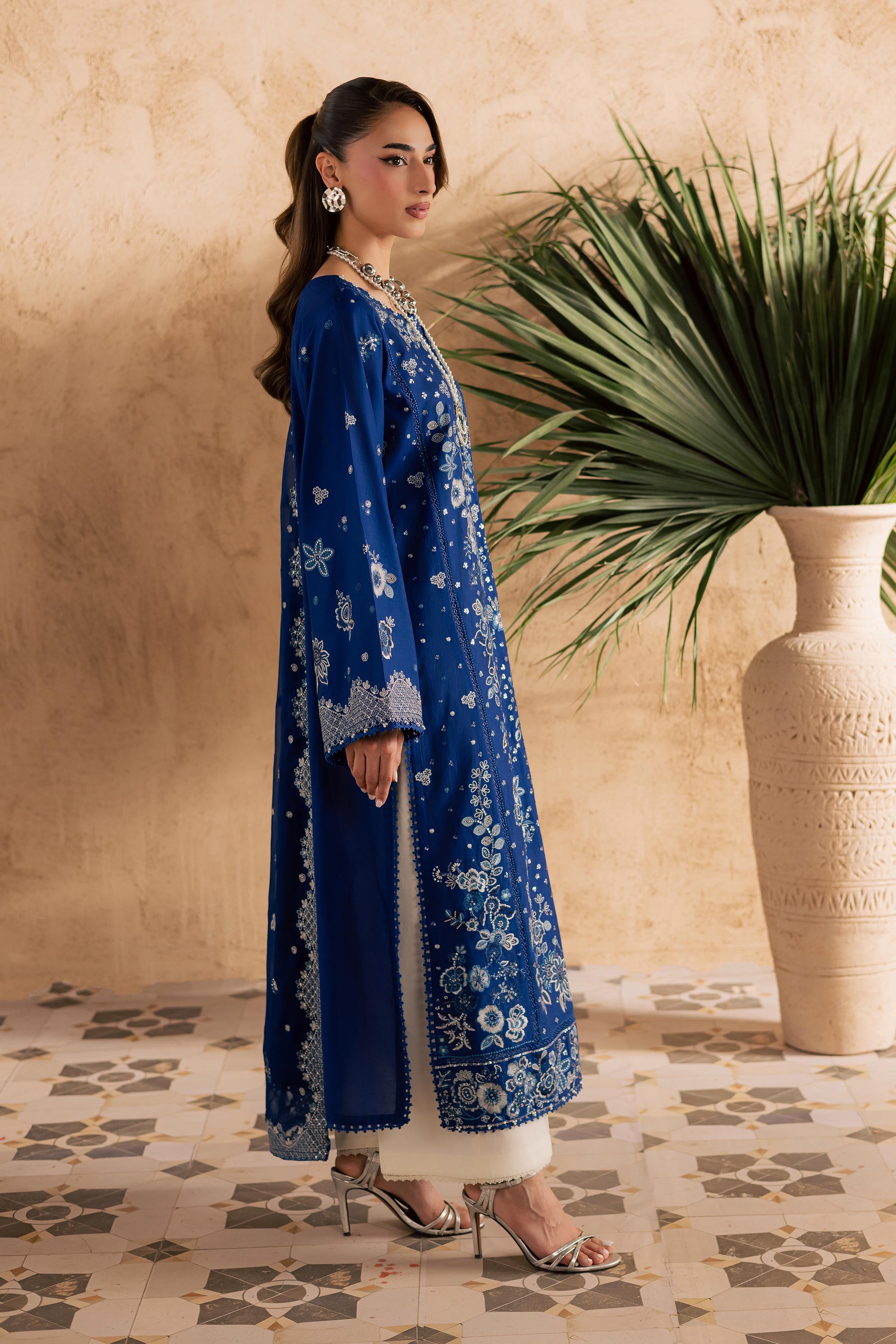 Eirlys 3Pc - Embroidered Festive Pret BATIKSS26 BATIK XS / Electric Blue / Pima Lawn-S / Electric Blue / Pima Lawn-M / Electric Blue / Pima Lawn-L / Electric Blue / Pima Lawn-XL / Electric Blue / Pima Lawn