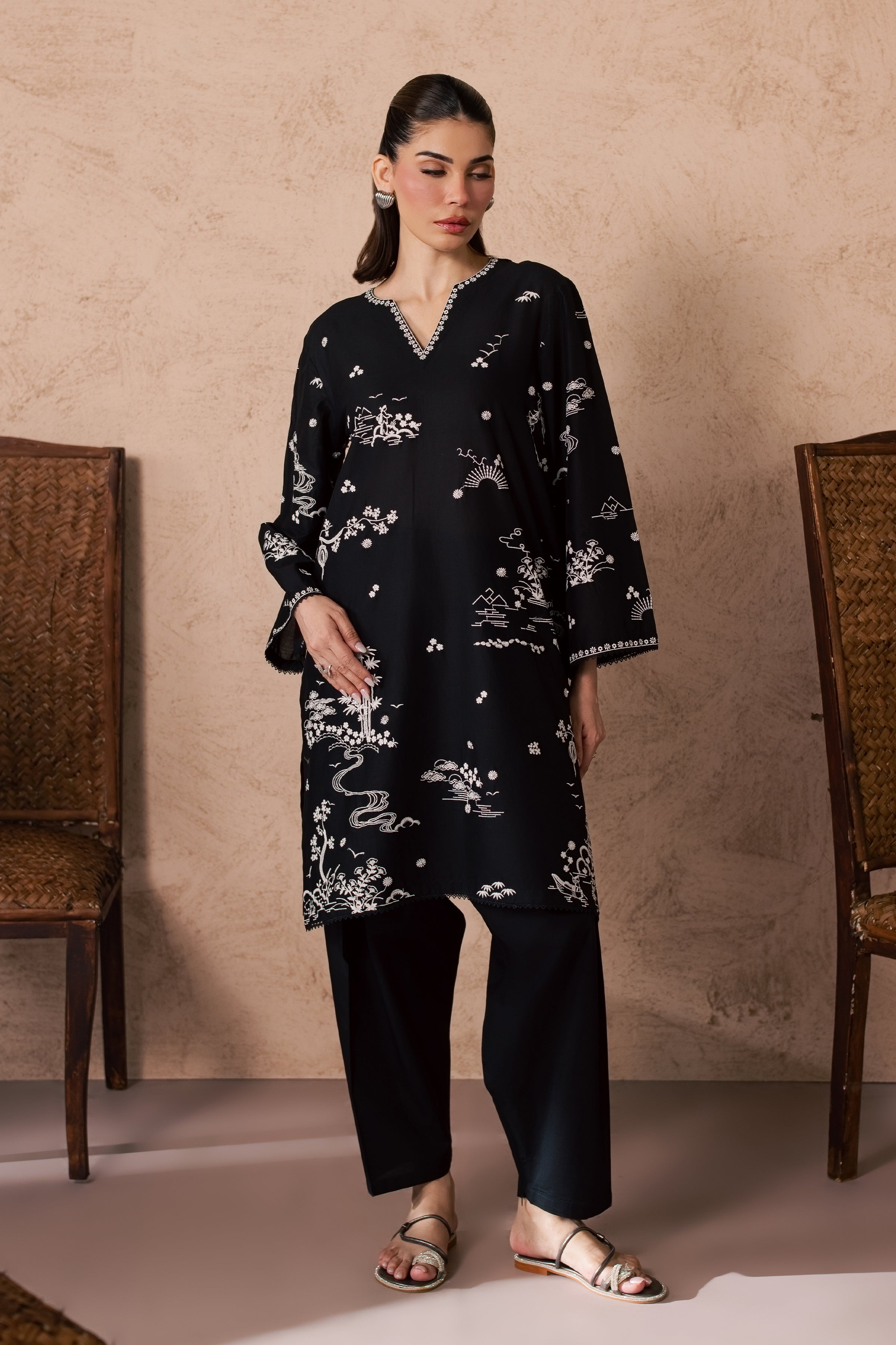Elan 2Pc - Embroidered Lawn Dress EverydayEdit26 BATIK XS / Black / Pima Lawn-S / Black / Pima Lawn-M / Black / Pima Lawn-L / Black / Pima Lawn-XL / Black / Pima Lawn