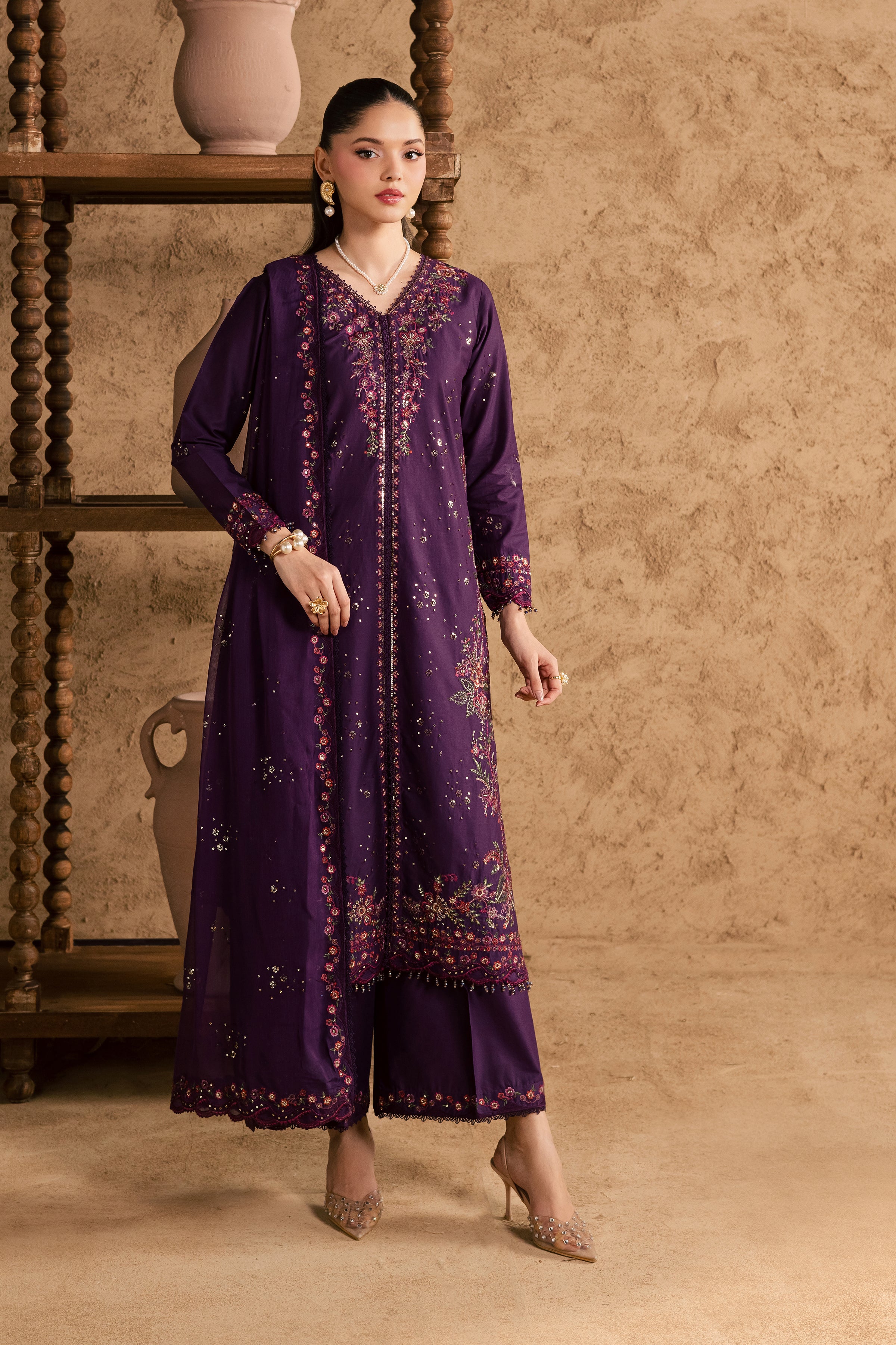 Elaya 3Pc - Festive Eid Pret BATIKEID2026 BATIK XS / Purple / Giza-S / Purple / Giza-M / Purple / Giza-L / Purple / Giza-XL / Purple / Giza