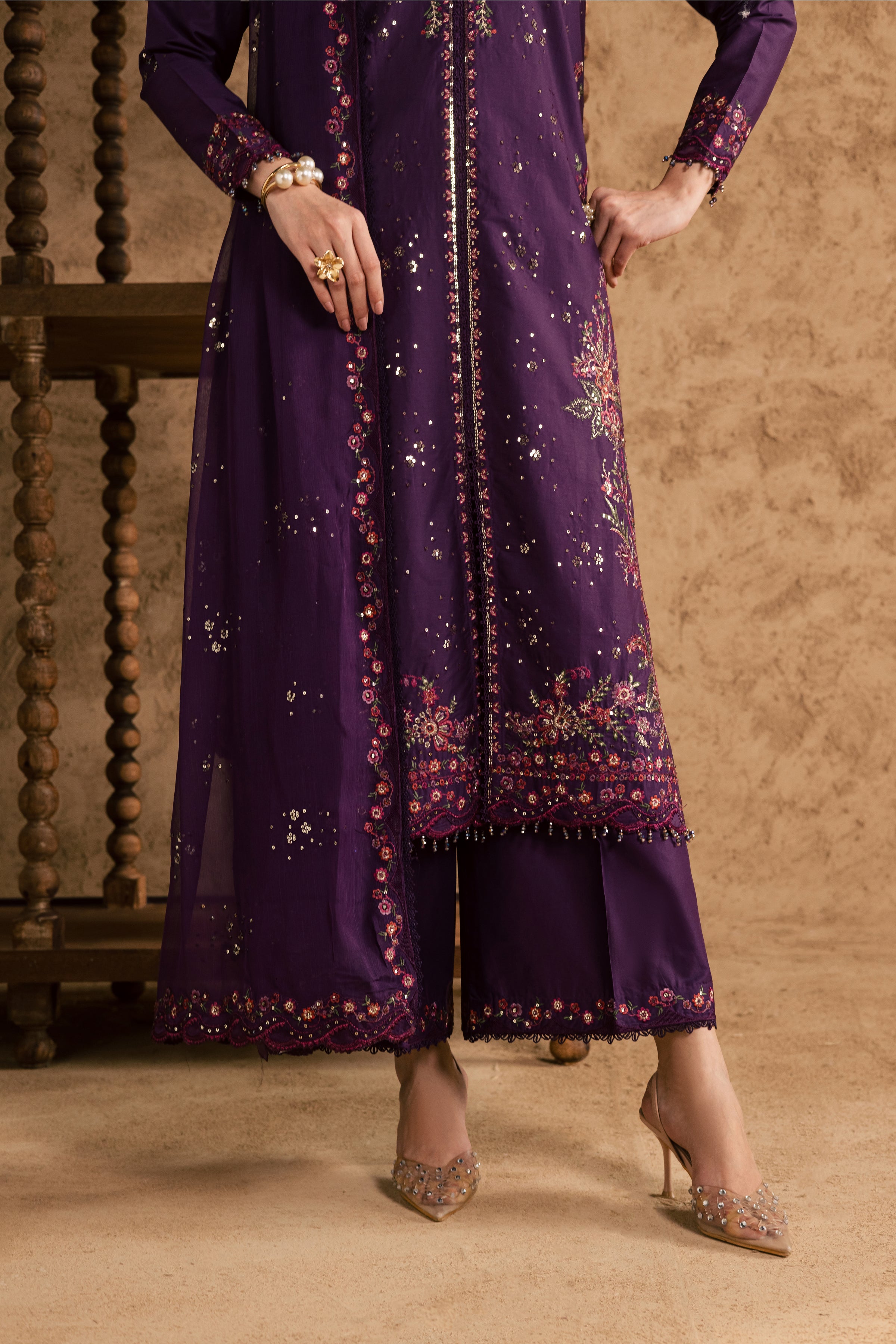 Elaya 3Pc - Festive Eid Pret BATIKEID2026 BATIK XS / Purple / Giza-S / Purple / Giza-M / Purple / Giza-L / Purple / Giza-XL / Purple / Giza
