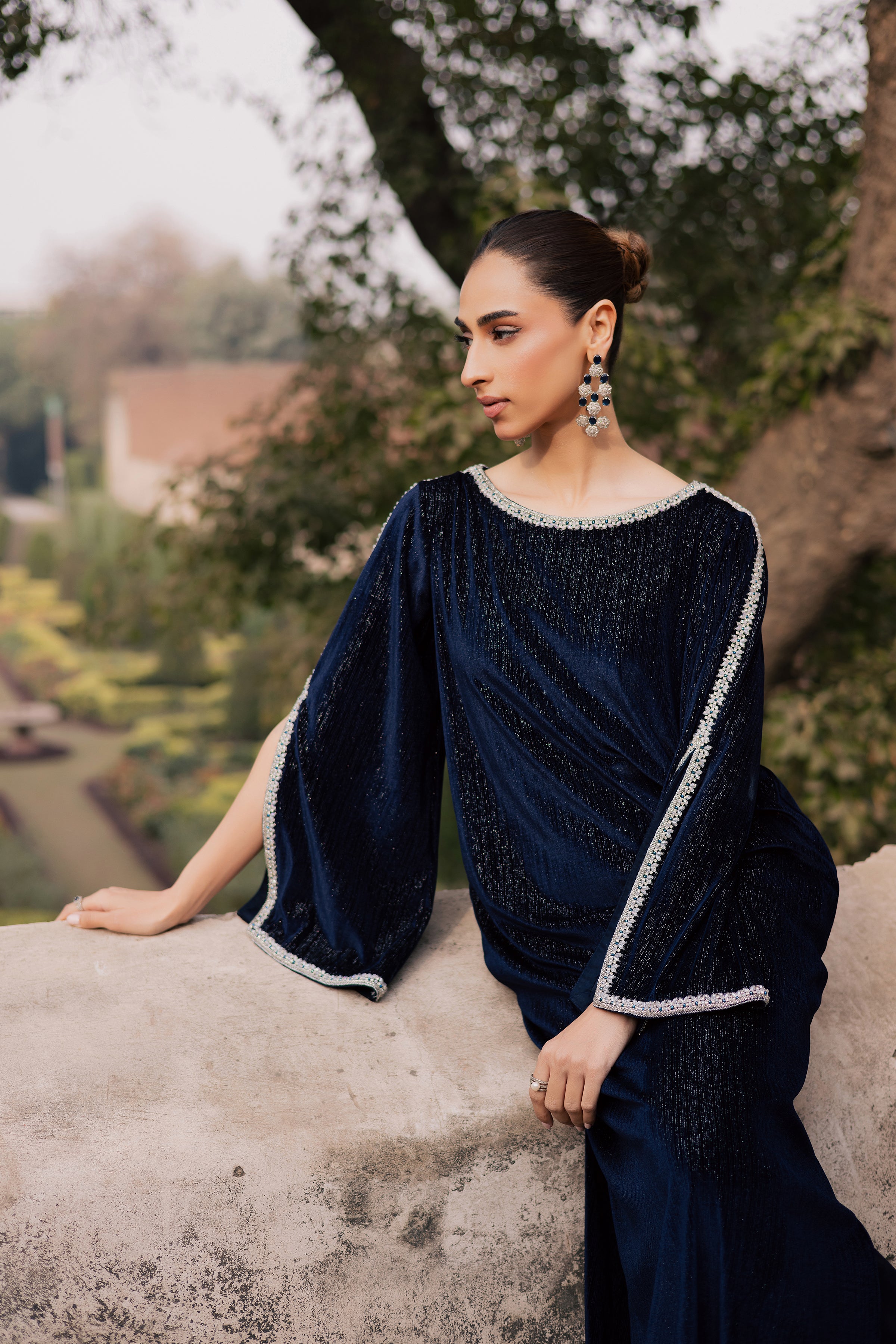 Ellia 2Pc - Velvet Formal Dress BATIKstudio BATIK S / Navy Blue / Velvet-M / Navy Blue / Velvet-L / Navy Blue / Velvet