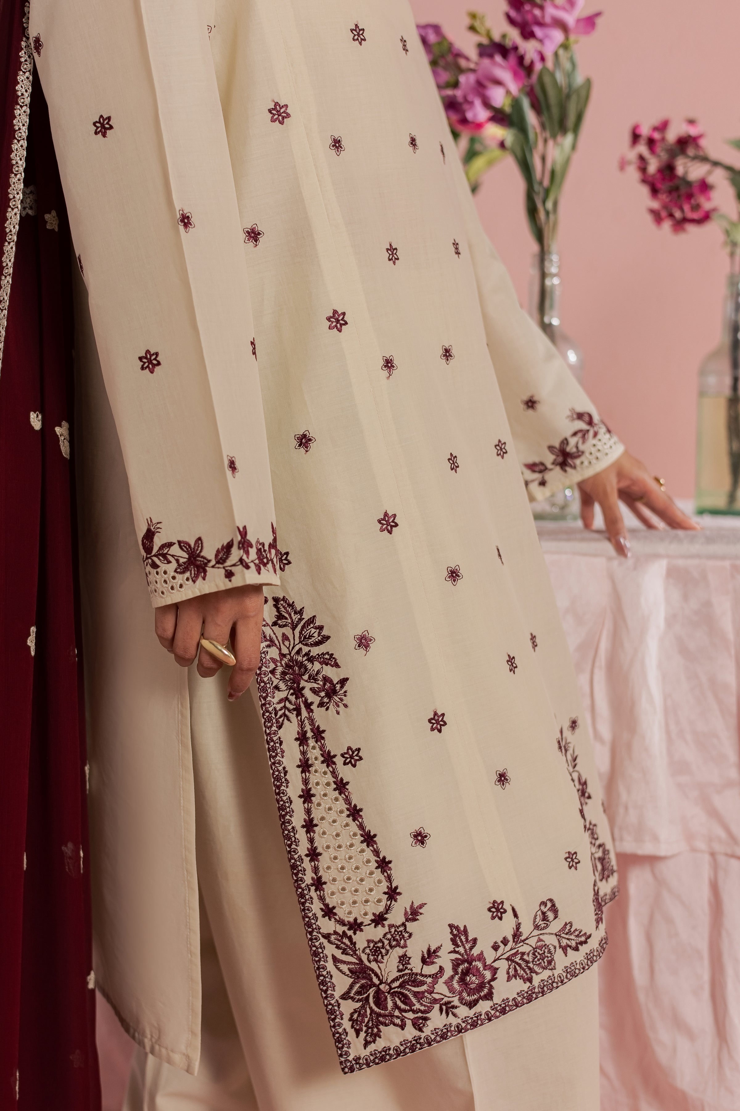 Enha 3Pc - Embroidered Lawn Dress BATIKSS26 BATIK XS / Beige / Pima Lawn-S / Beige / Pima Lawn-M / Beige / Pima Lawn-L / Beige / Pima Lawn-XL / Beige / Pima Lawn