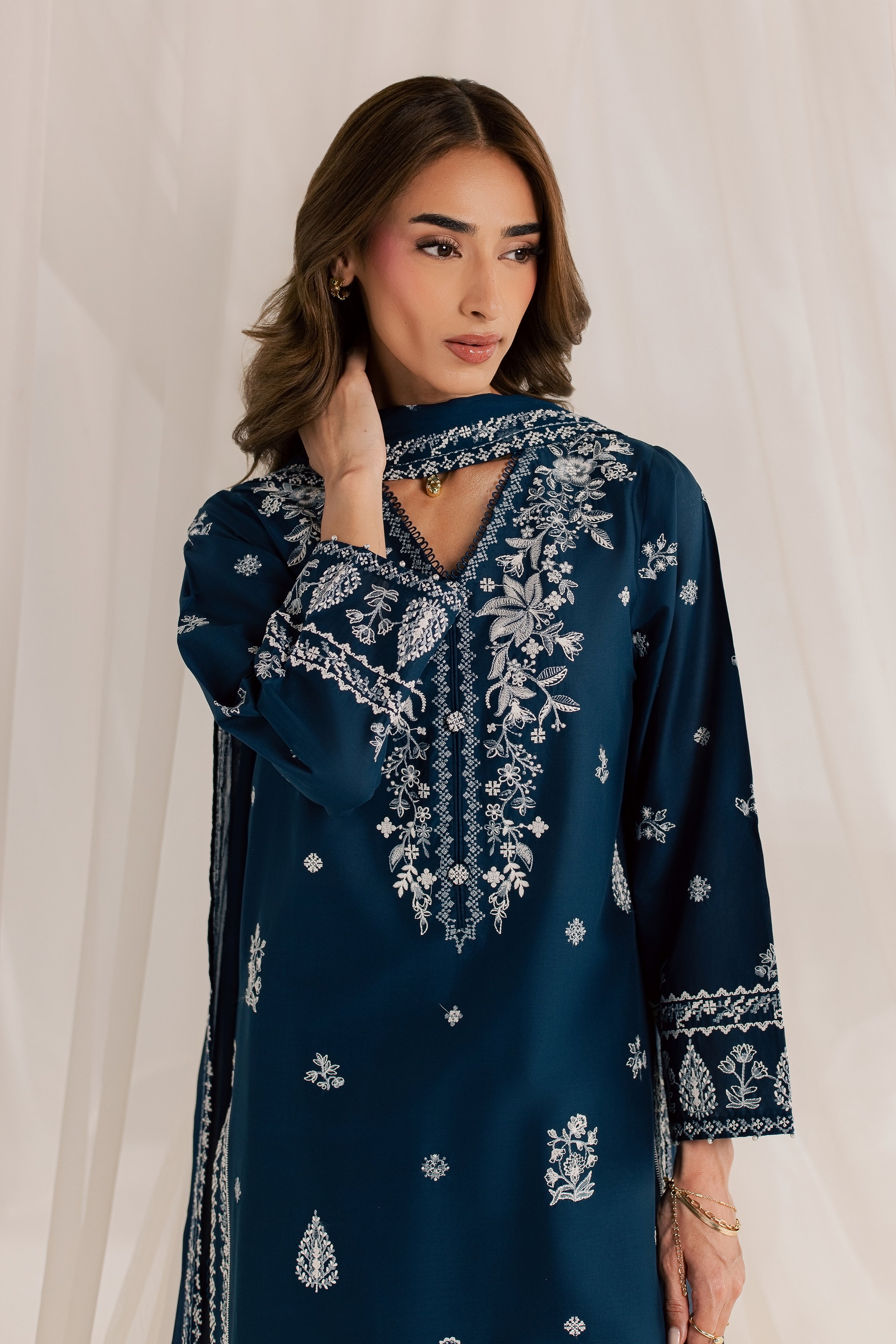 Esaam 3Pc - Embroidered Lawn Dress EverydayEdit26 BATIK XS / Space Blue / Pima Lawn-S / Space Blue / Pima Lawn-M / Space Blue / Pima Lawn-L / Space Blue / Pima Lawn-XL / Space Blue / Pima Lawn