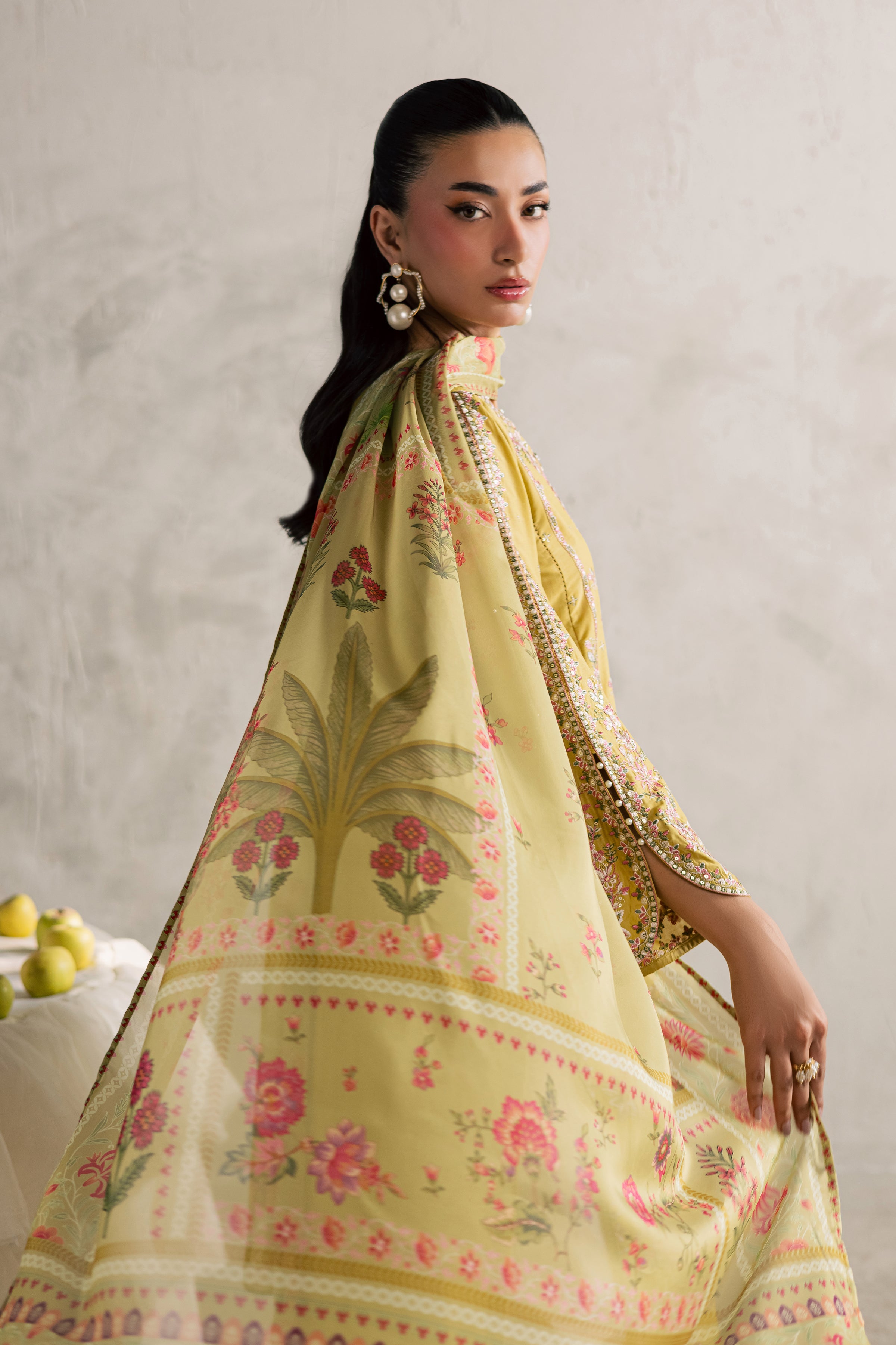 Essence 3Pc - Festive Embroidered Lawn BATIKEID2026 BATIK XS / Lime green / Pima Lawn-S / Lime green / Pima Lawn-M / Lime green / Pima Lawn-L / Lime green / Pima Lawn-XL / Lime green / Pima Lawn