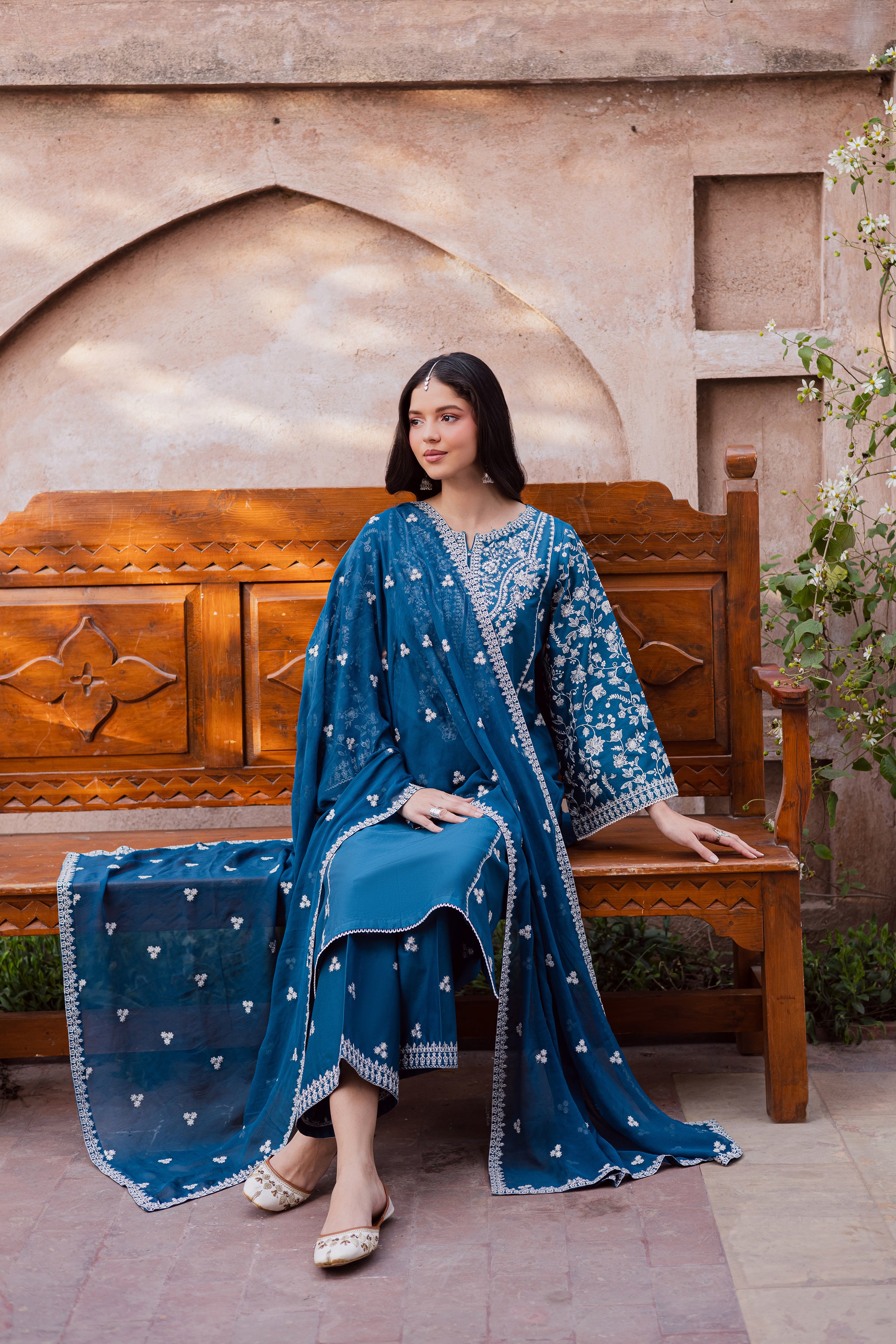 Farsali 3Pc - Festive Embroidered Lawn BATIKEID2026 BATIK XS / Moroccon Blue / Pima Lawn-S / Moroccon Blue / Pima Lawn-M / Moroccon Blue / Pima Lawn-L / Moroccon Blue / Pima Lawn-XL / Moroccon Blue / Pima Lawn