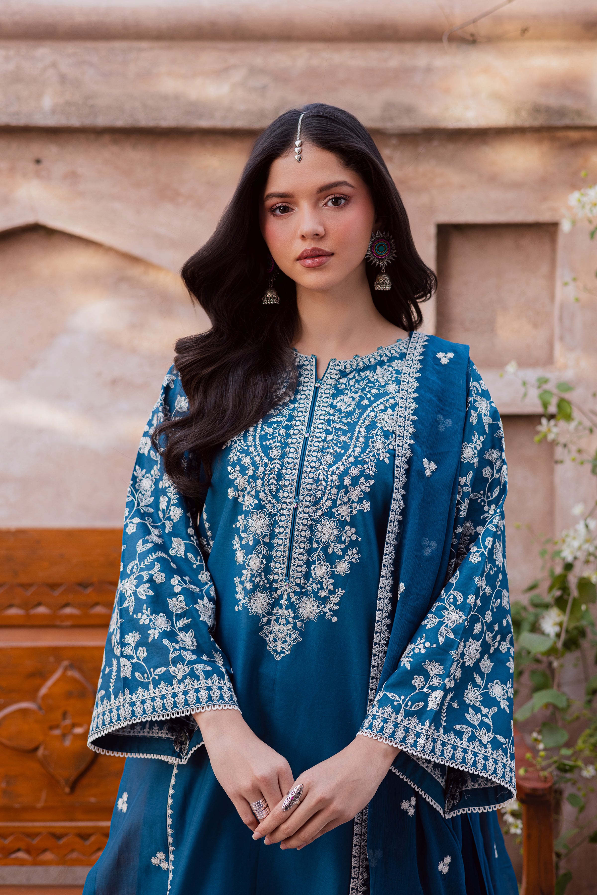 Farsali 3Pc - Festive Embroidered Lawn BATIKEID2026 BATIK XS / Moroccon Blue / Pima Lawn-S / Moroccon Blue / Pima Lawn-M / Moroccon Blue / Pima Lawn-L / Moroccon Blue / Pima Lawn-XL / Moroccon Blue / Pima Lawn