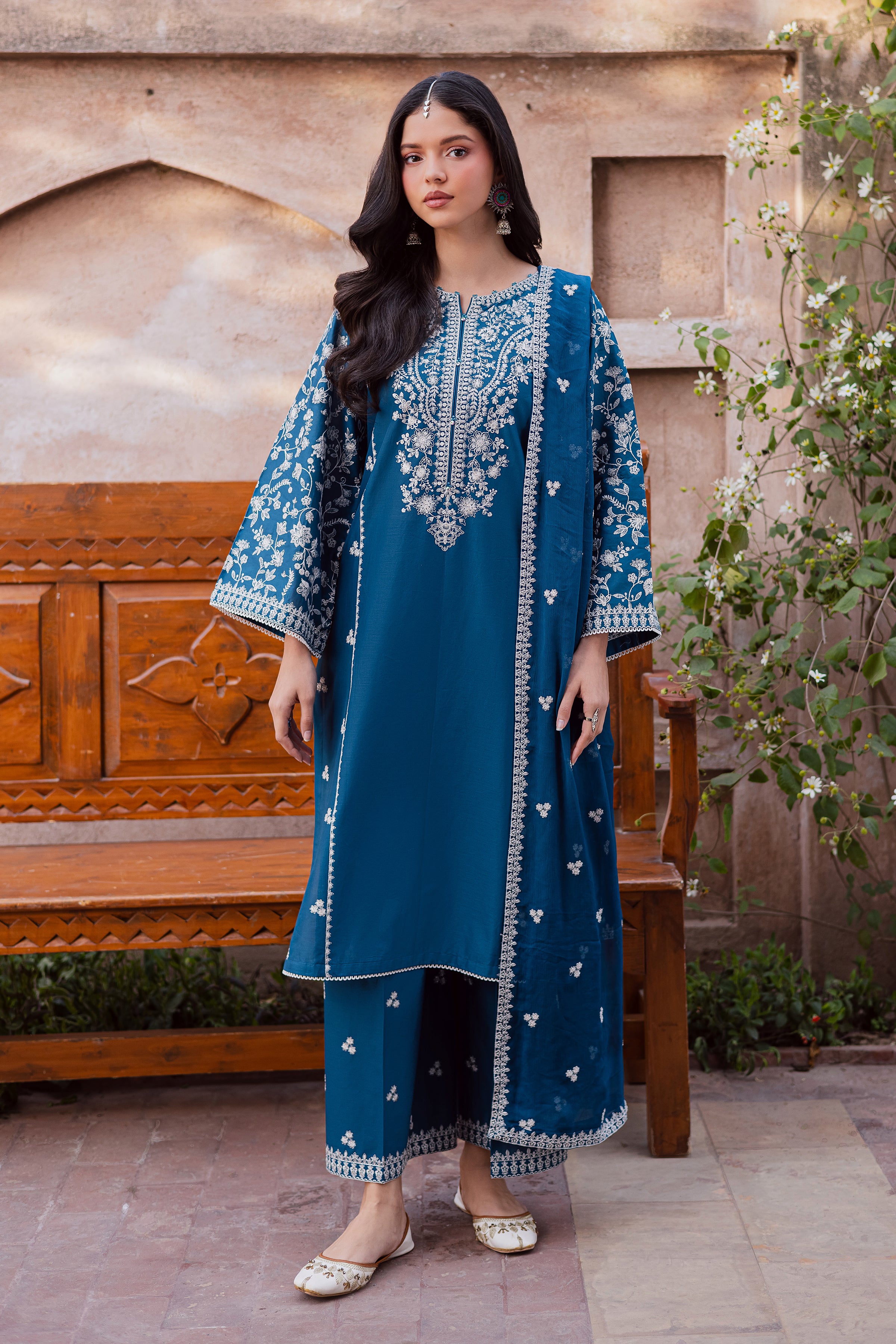 Farsali 3Pc - Festive Embroidered Lawn BATIKEID2026 BATIK XS / Moroccon Blue / Pima Lawn-S / Moroccon Blue / Pima Lawn-M / Moroccon Blue / Pima Lawn-L / Moroccon Blue / Pima Lawn-XL / Moroccon Blue / Pima Lawn