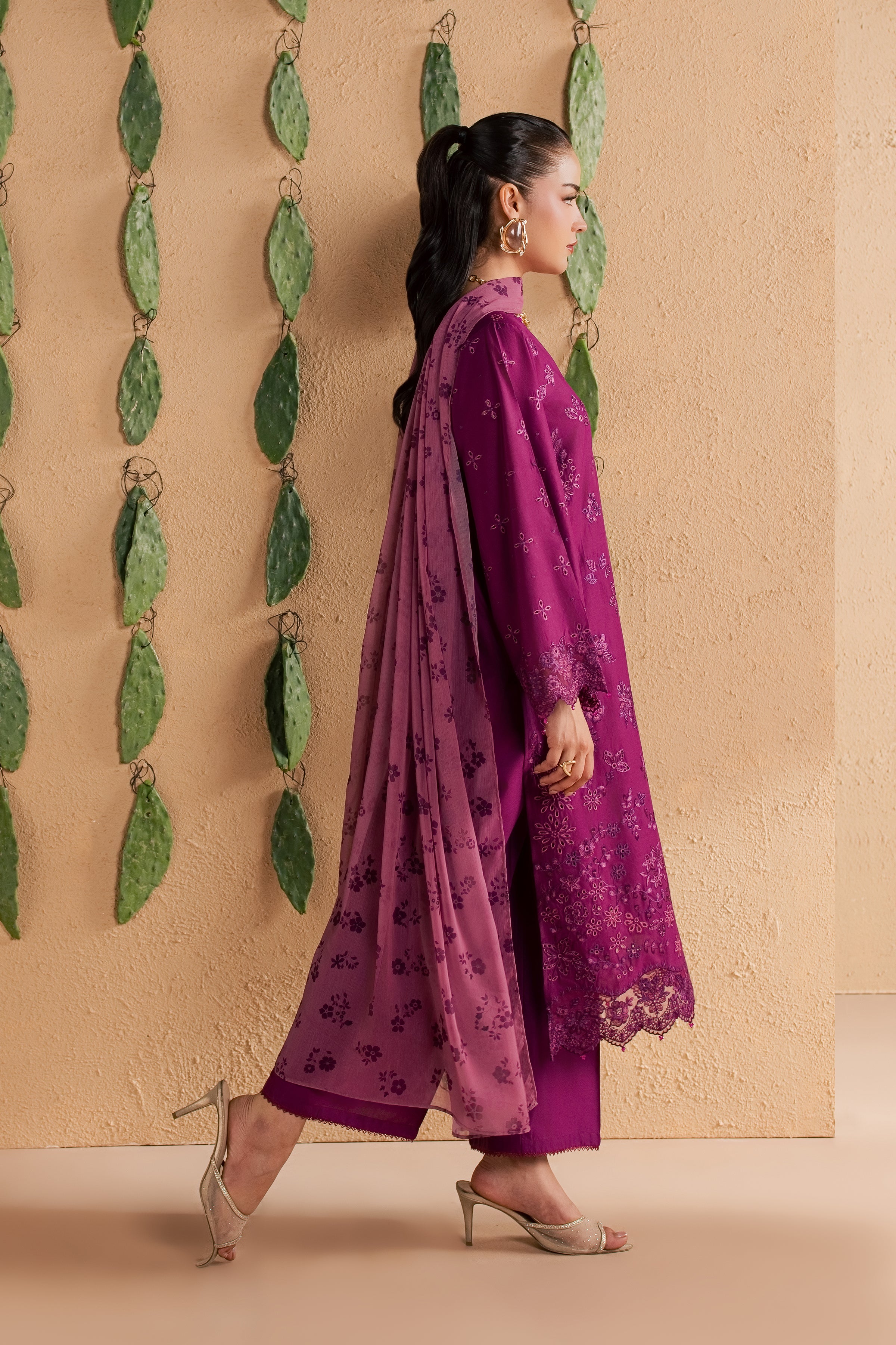 Feeha 3Pc - Luxury Embroidered Lawn BATIKSS26 BATIK XS / Magenta / Pima Lawn-S / Magenta / Pima Lawn-M / Magenta / Pima Lawn-L / Magenta / Pima Lawn-XL / Magenta / Pima Lawn