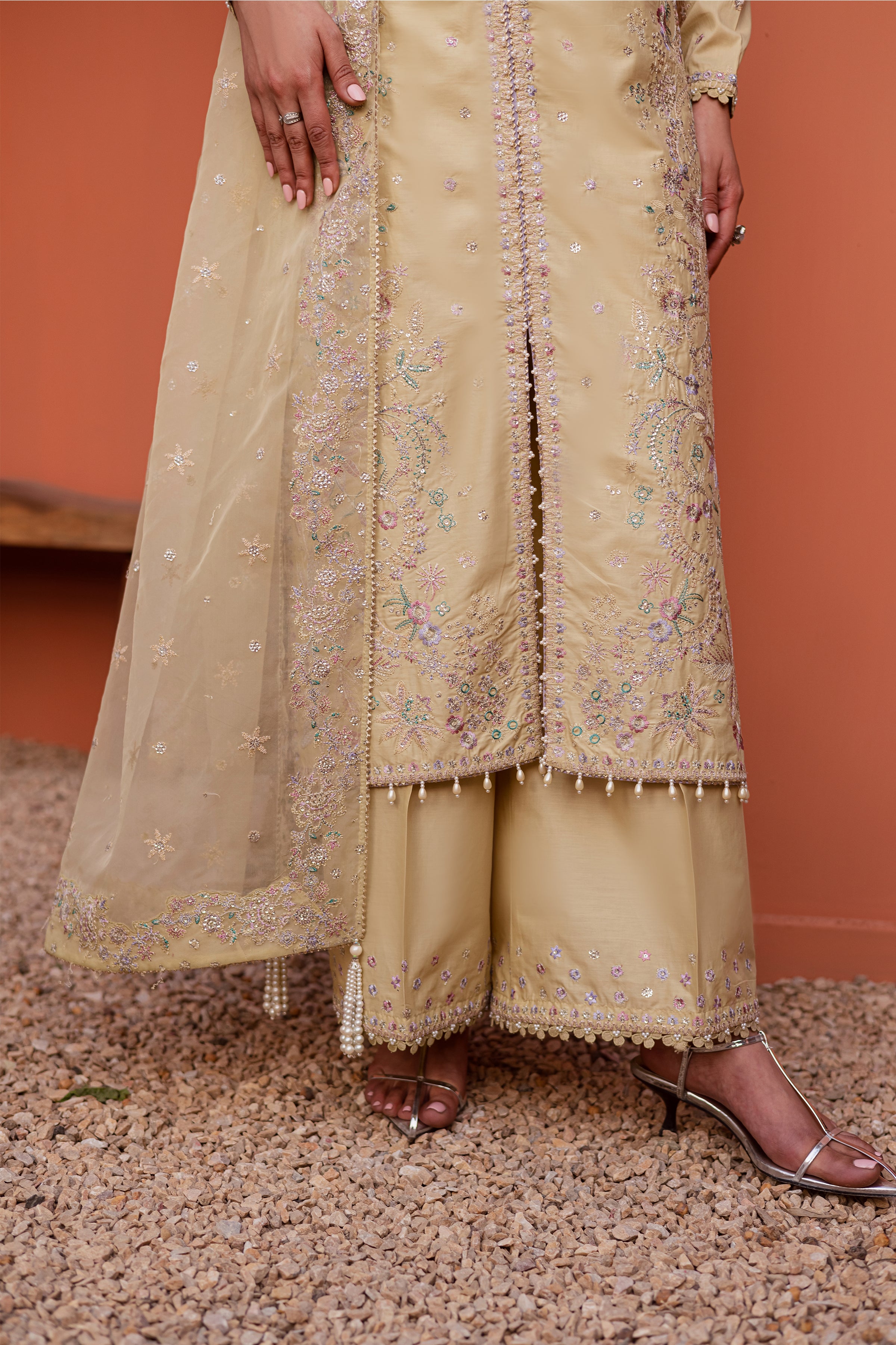Felia 3Pc - Festive Embroidered Lawn BATIKEID2026 BATIK XS / Fawn / Giza-S / Fawn / Giza-M / Fawn / Giza-L / Fawn / Giza-XL / Fawn / Giza