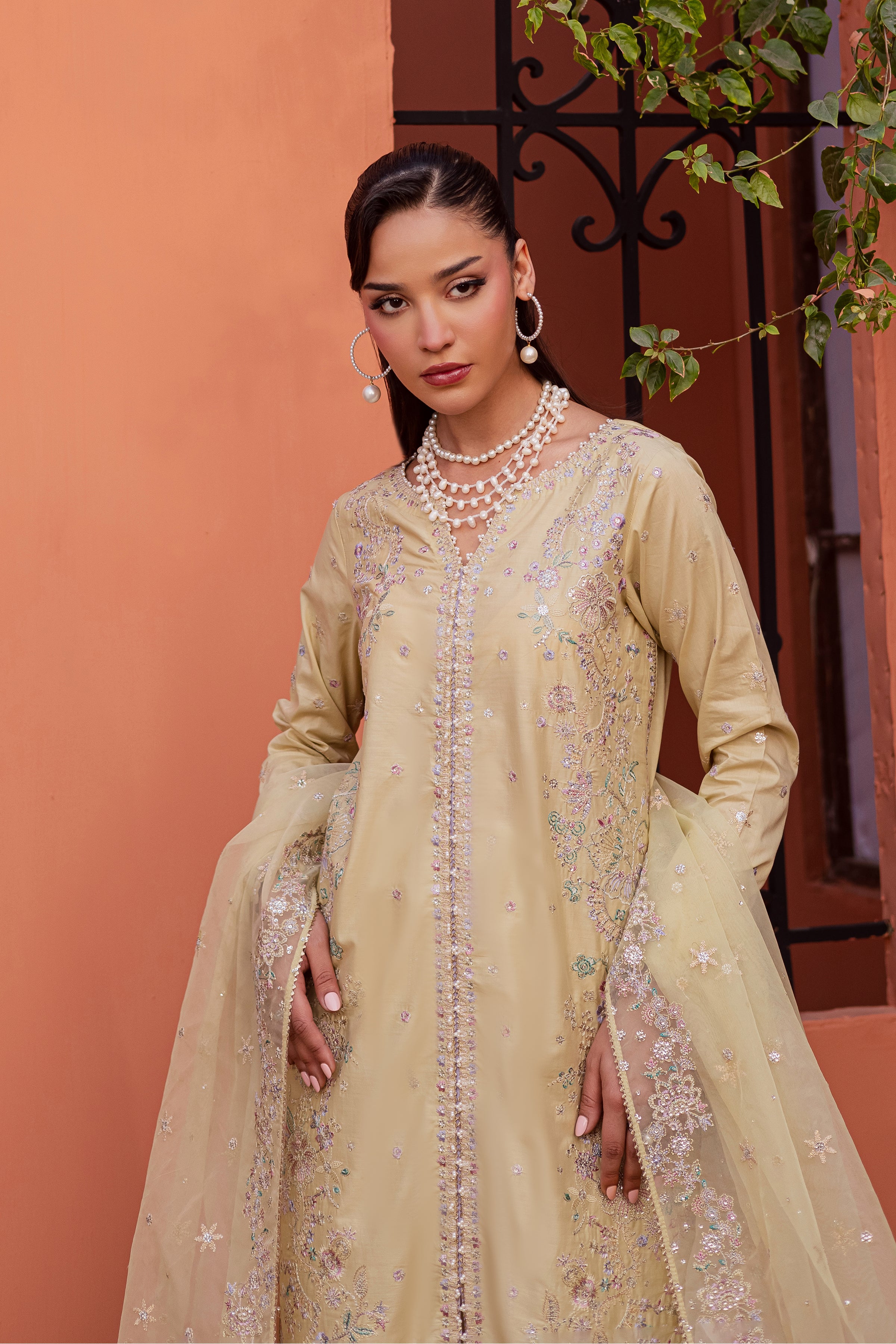 Felia 3Pc - Festive Embroidered Lawn BATIKEID2026 BATIK XS / Fawn / Giza-S / Fawn / Giza-M / Fawn / Giza-L / Fawn / Giza-XL / Fawn / Giza
