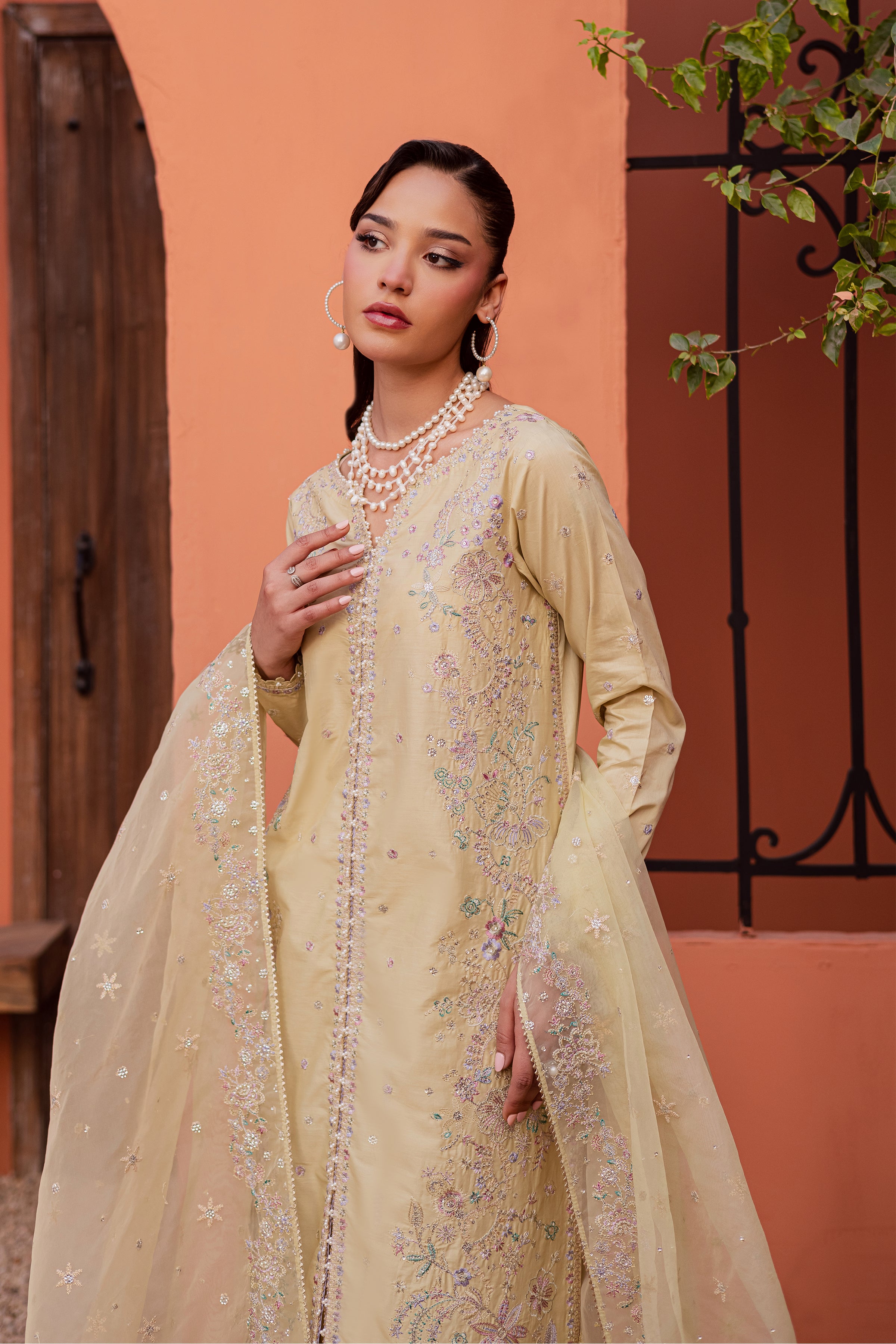Felia 3Pc - Festive Embroidered Lawn BATIKEID2026 BATIK XS / Fawn / Giza-S / Fawn / Giza-M / Fawn / Giza-L / Fawn / Giza-XL / Fawn / Giza