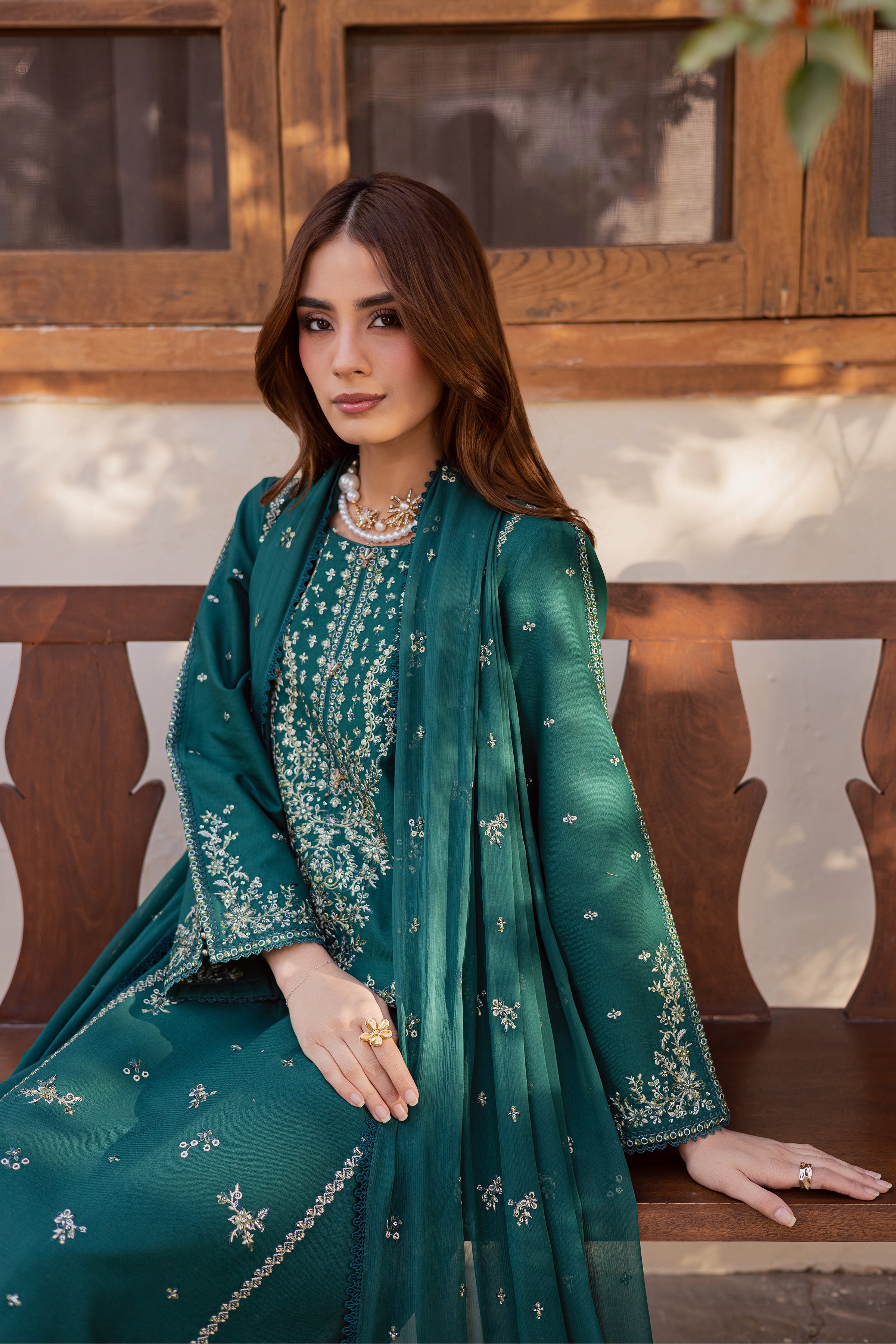 Ferry 3Pc - Embroidered Khaddar Dress BATIK WINTER PRET 2025 BATIK XS / Rain forest / Khaddar-S / Rain forest / Khaddar-M / Rain forest / Khaddar-L / Rain forest / Khaddar-XL / Rain forest / Khaddar