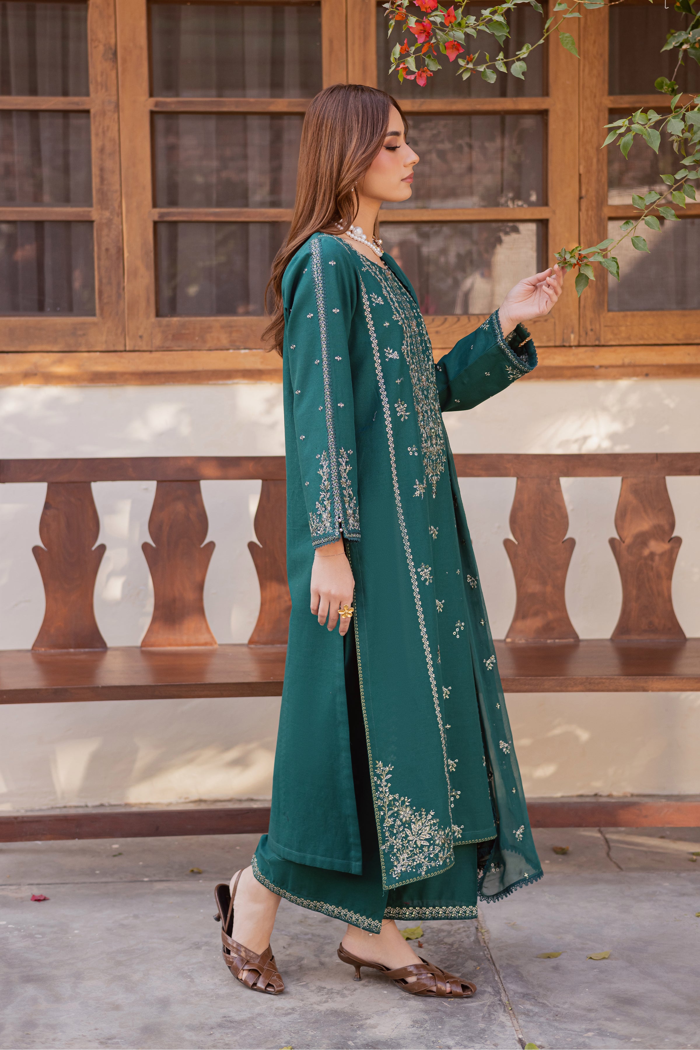 Ferry 3Pc - Embroidered Khaddar Dress BATIK WINTER PRET 2025 BATIK XS / Rain forest / Khaddar-S / Rain forest / Khaddar-M / Rain forest / Khaddar-L / Rain forest / Khaddar-XL / Rain forest / Khaddar
