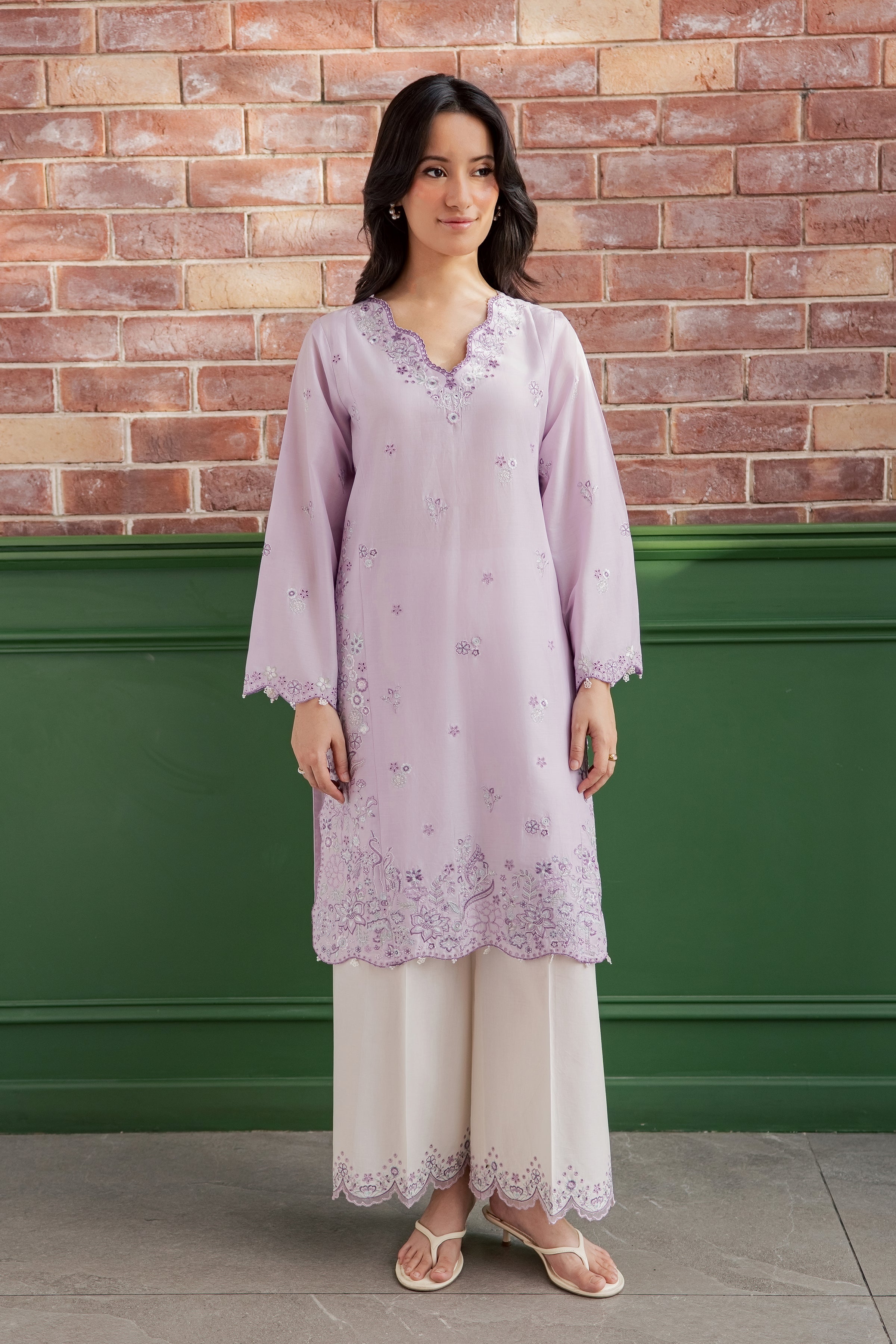 Fleura 2Pc - Embroidered Lawn Dress EverydayEdit26 BATIK XS / Lilac / Pima Lawn