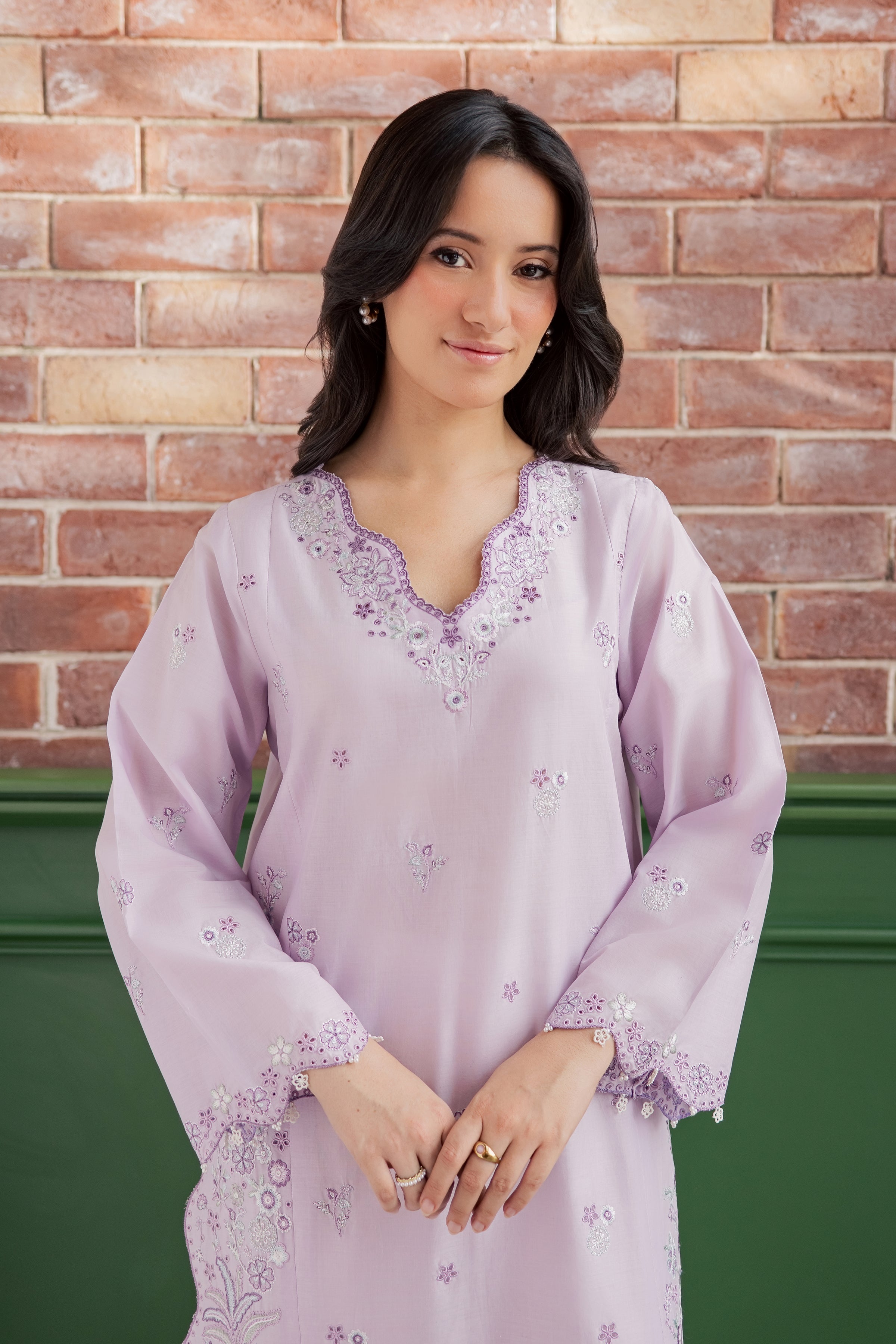 Fleura 2Pc - Embroidered Lawn Dress EverydayEdit26 BATIK XS / Lilac / Pima Lawn